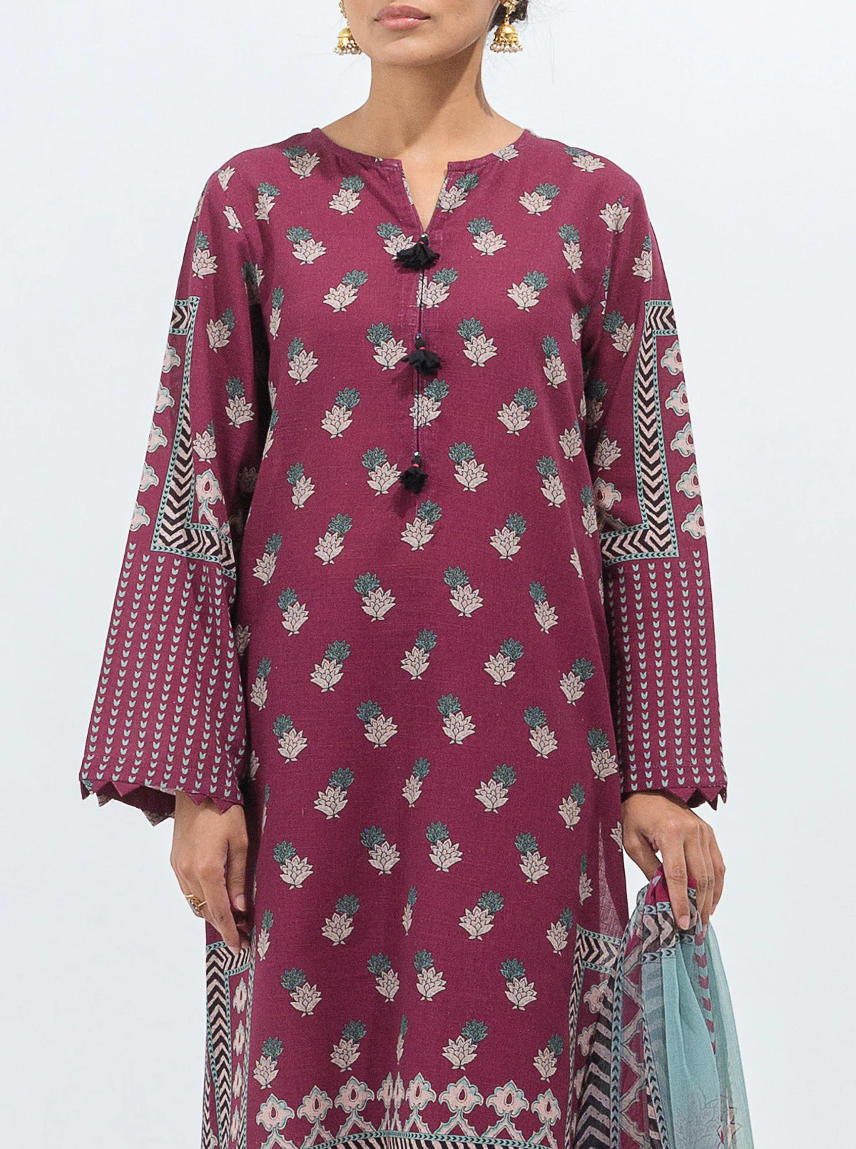 3 PIECE - PRINTED KHADDAR SUIT - FUCHSIA FLORA - Image 4