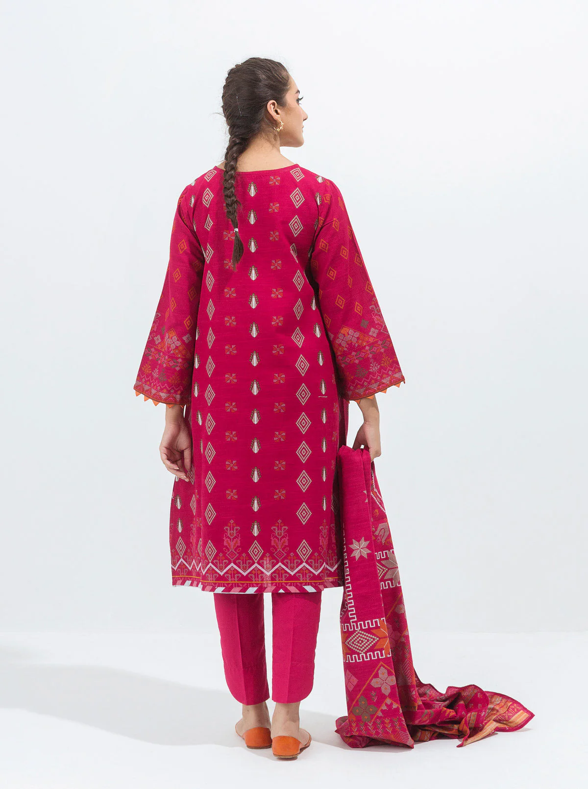 3 PIECE - PRINTED KHADDAR SUIT - ALLURING PINK - Image 7