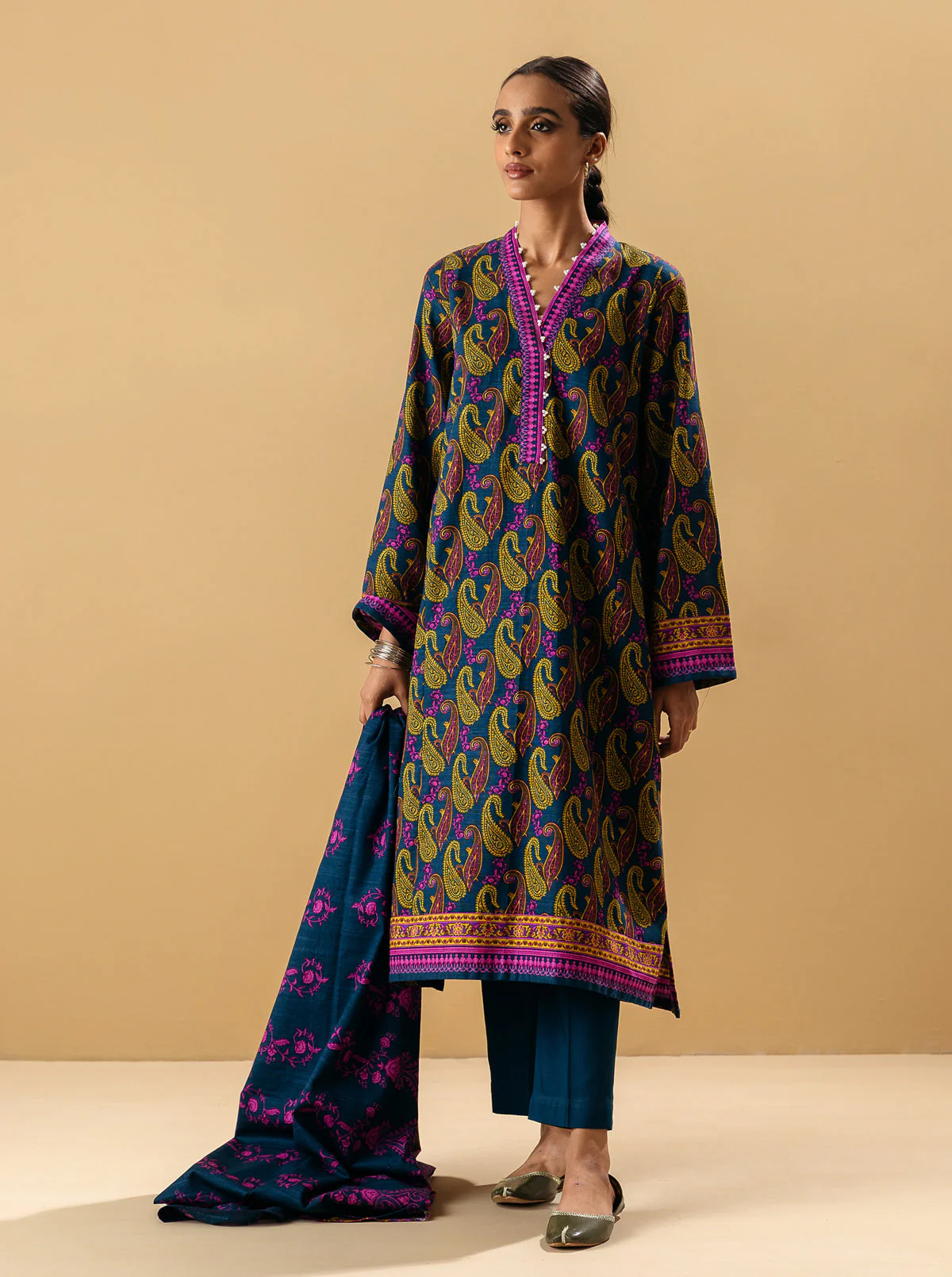 2 PIECE - PRINTED KHADDAR SUIT - RADIANT VALUES - Image 4
