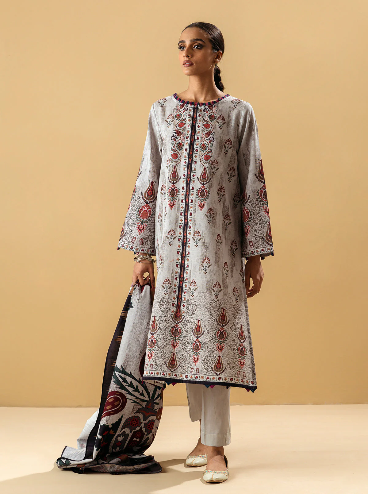 3 PIECE - PRINTED KHADDAR SUIT - MODERN BEQUEST - Image 4
