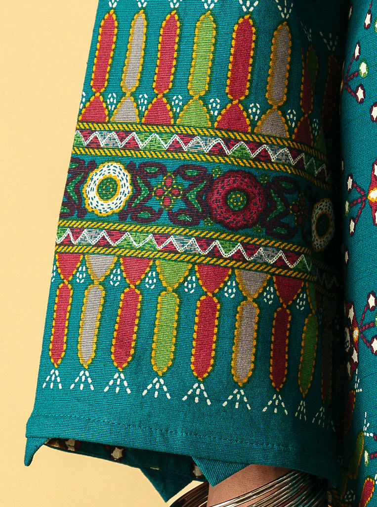 3 PIECE - EMBROIDERED  KHADDAR SUIT - TEAL PRISM - Image 5