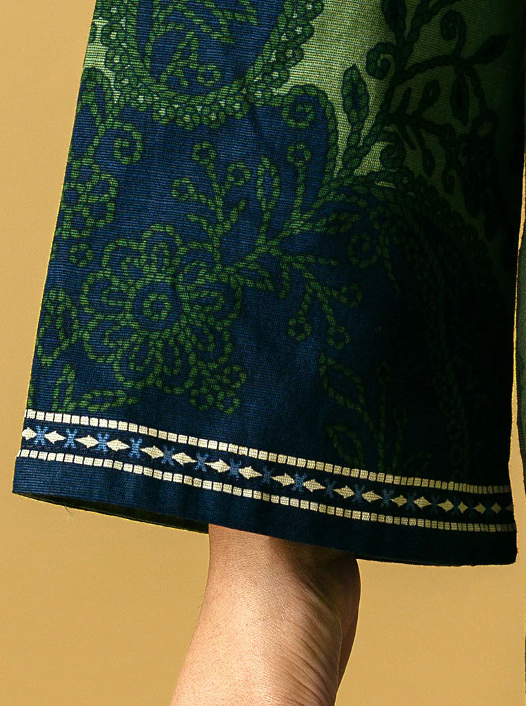 3 PIECE - EMBROIDERED  KHADDAR SUIT - TURF GREEN - Image 5