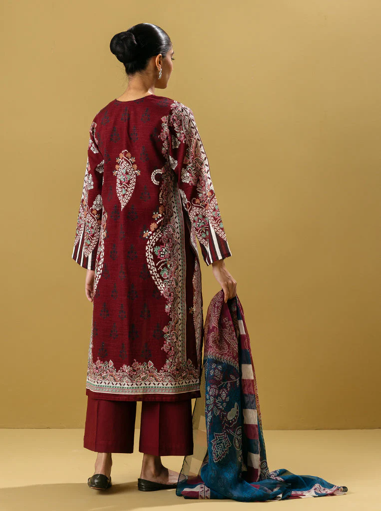 3 PIECE - EMBROIDERED  KHADDAR SUIT - RUBY RADIANCE - Image 2