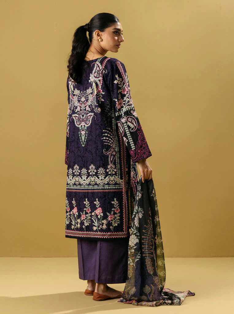3 PIECE - EMBROIDERED  KHADDAR SUIT - VIOLET TULIP - Image 3