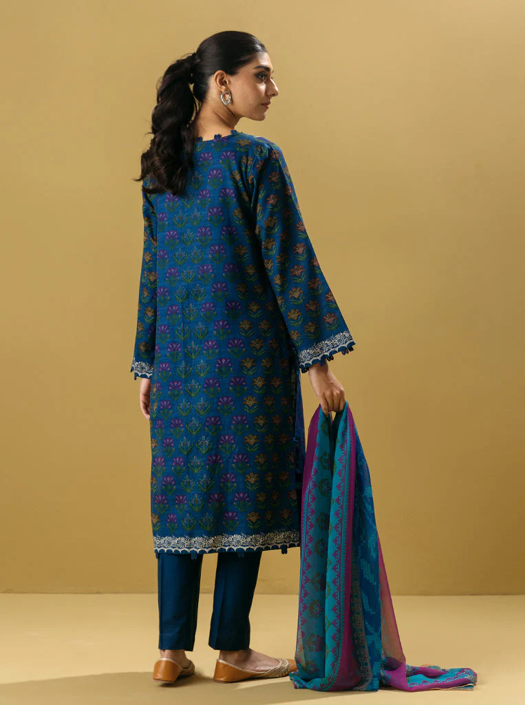 3 PIECE - EMBROIDERED  KHADDAR SUIT - BLOOMING BLACK - Image 2