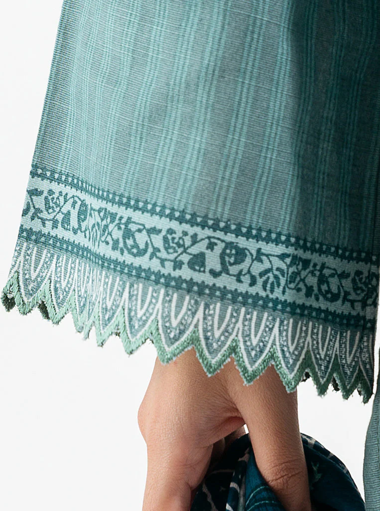 3 PIECE - PRINTED KHADDAR SUIT - URBAN TEAL - Image 5