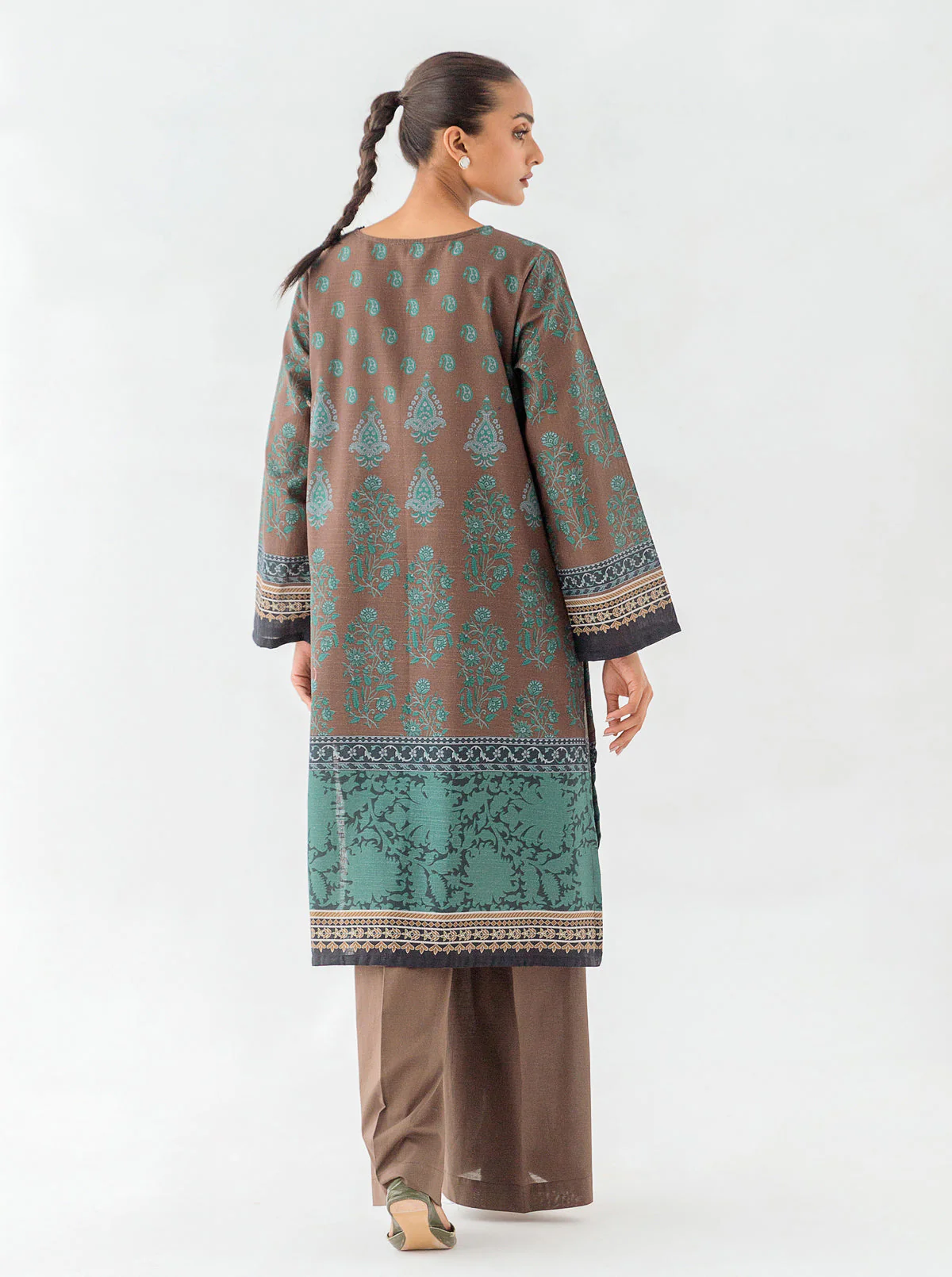 1 PIECE - PRINTED KHADDAR SHIRT - OCEAN DEPTHS - Image 2