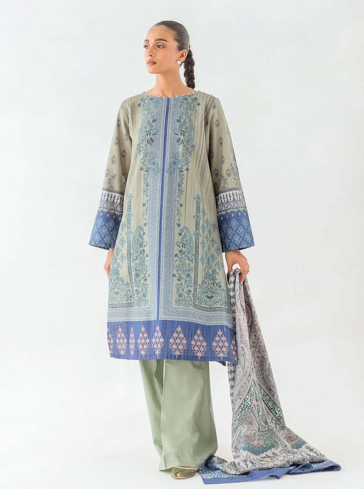 3 PIECE - PRINTED KHADDAR SUIT - MARGARITA MOON - Image 2