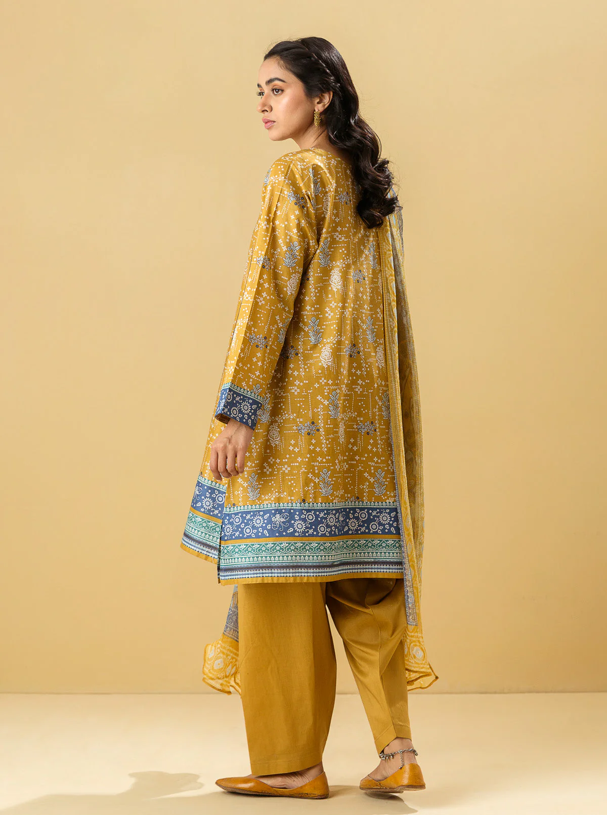2 PIECE - PRINTED LAWN SUIT - OCHRE OBSESSION - Image 6