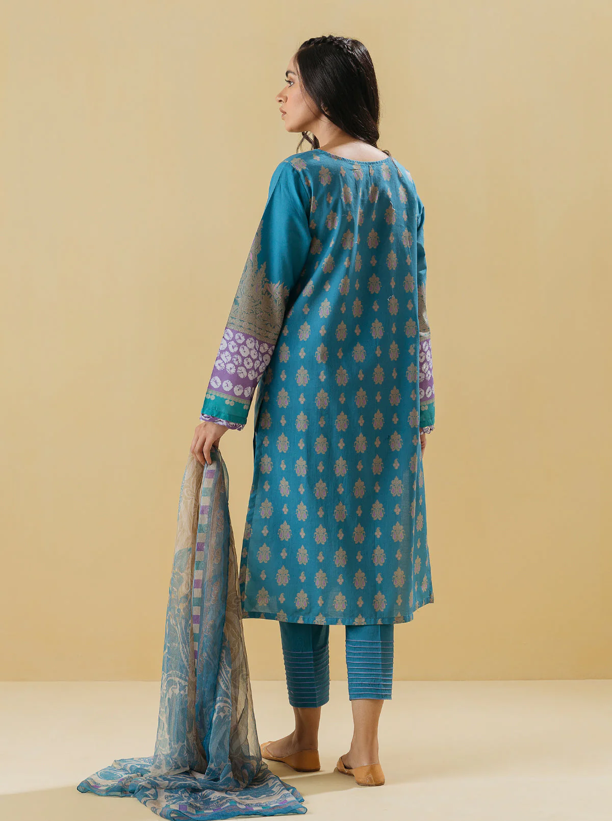 2 PIECE - PRINTED LAWN SUIT - QUARTZ BLUE - Image 5