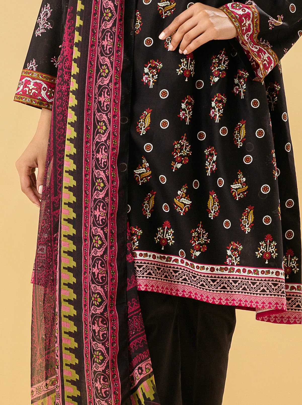 2 PIECE - PRINTED LAWN SUIT - BLACK QUARTZ - Image 2