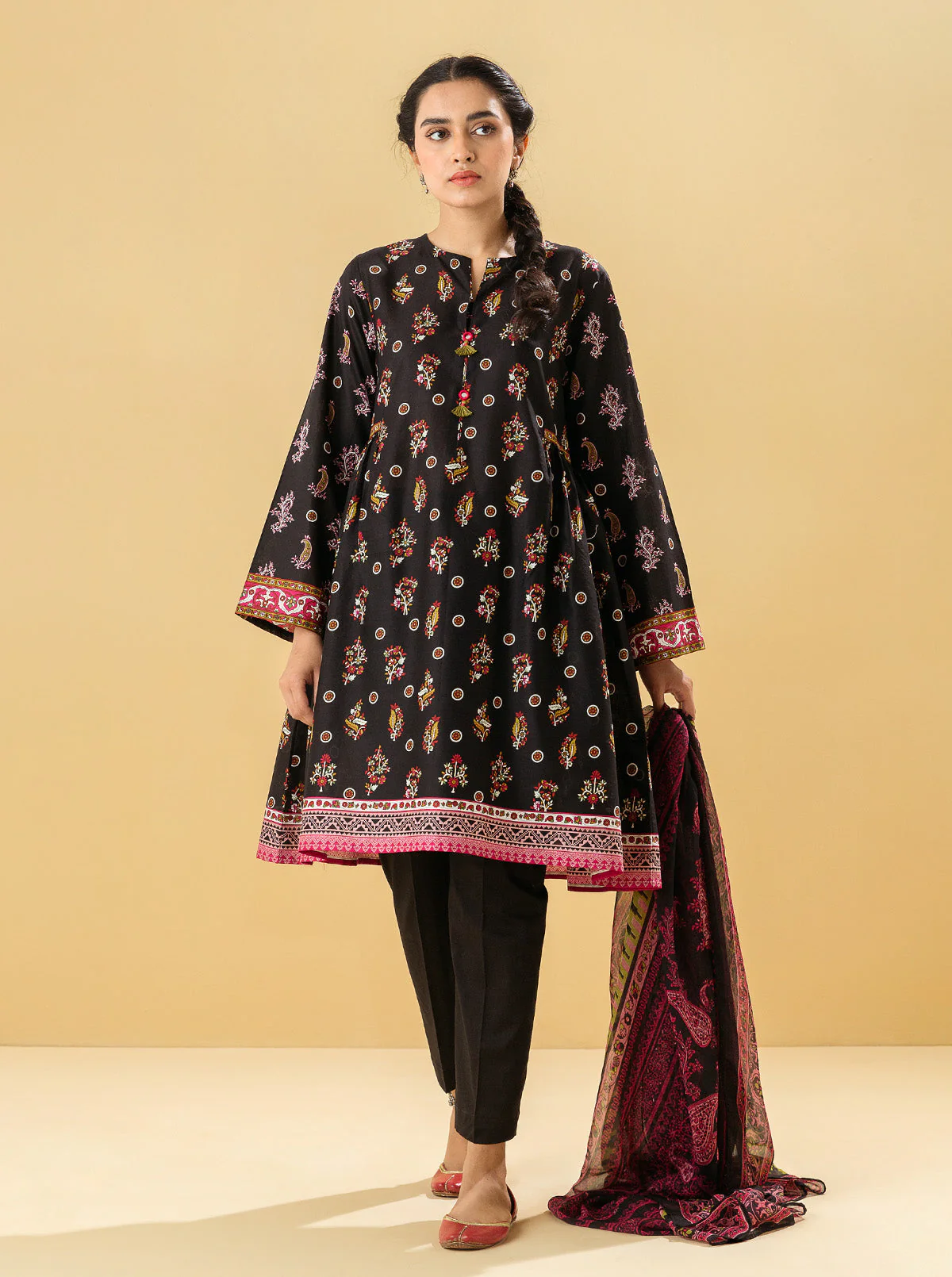 2 PIECE - PRINTED LAWN SUIT - BLACK QUARTZ - Image 3