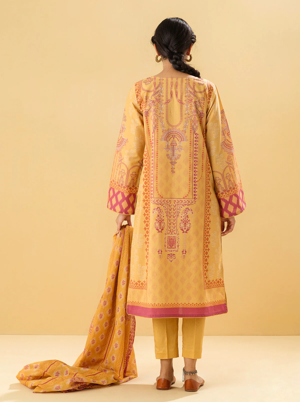 2 PIECE - PRINTED LAWN SUIT - PRIMROSE YELLOW - Image 5