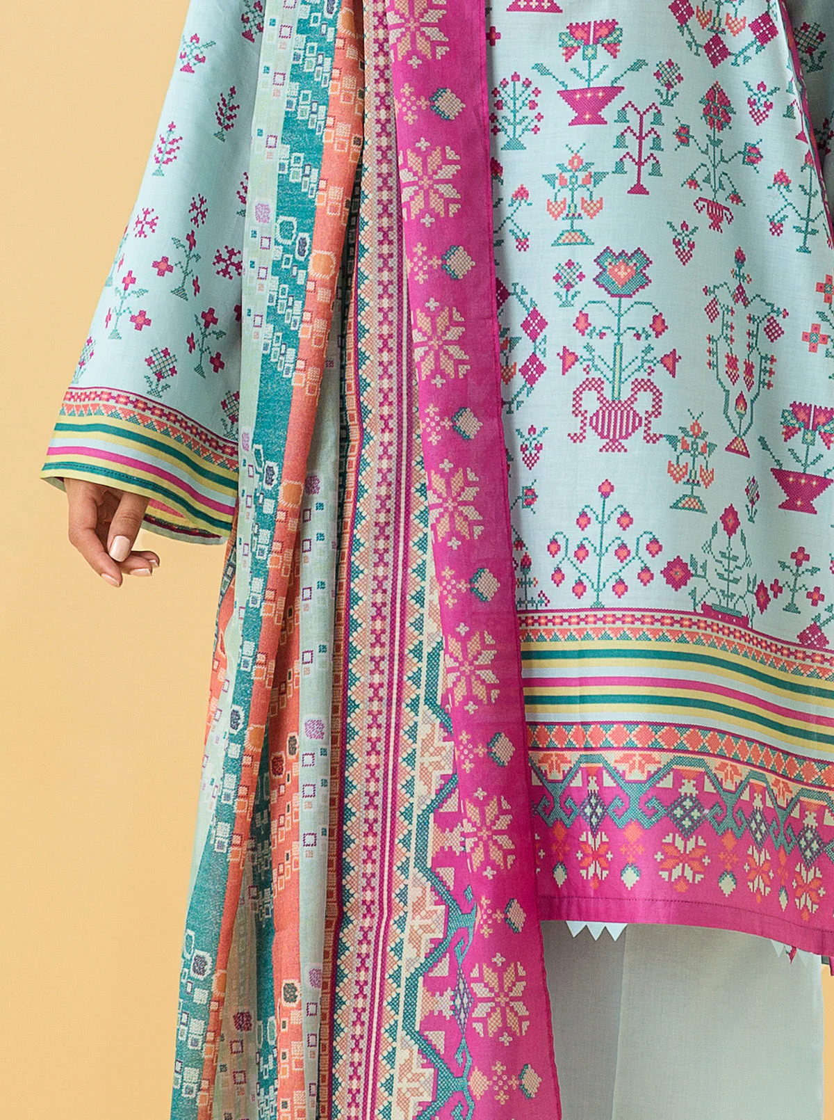 2 PIECE - PRINTED LAWN SUIT - ETHNIC ELEGANCE - Image 2
