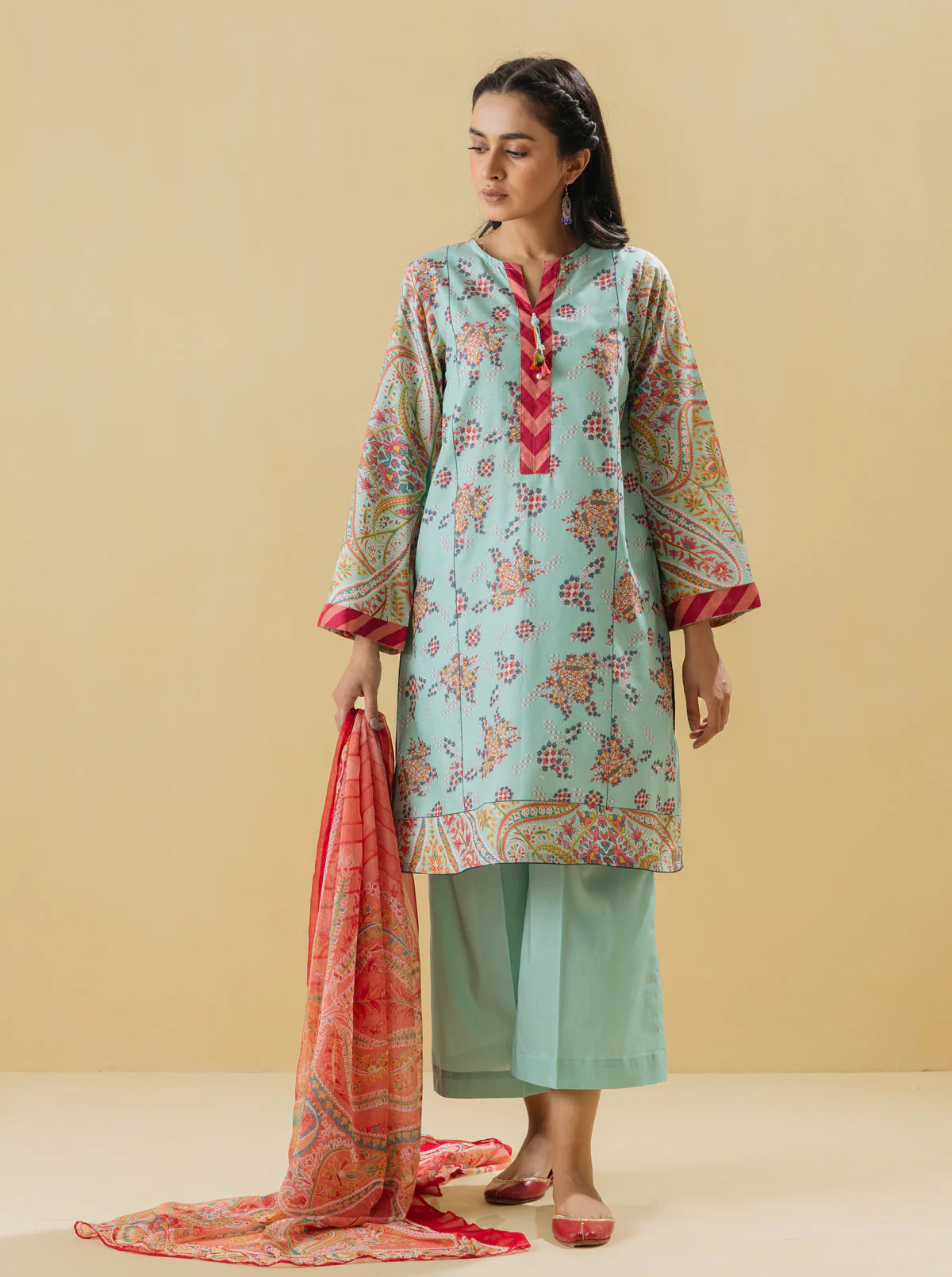 3 PIECE - PRINTED LAWN SUIT - SUMMER BREEZE - Image 3