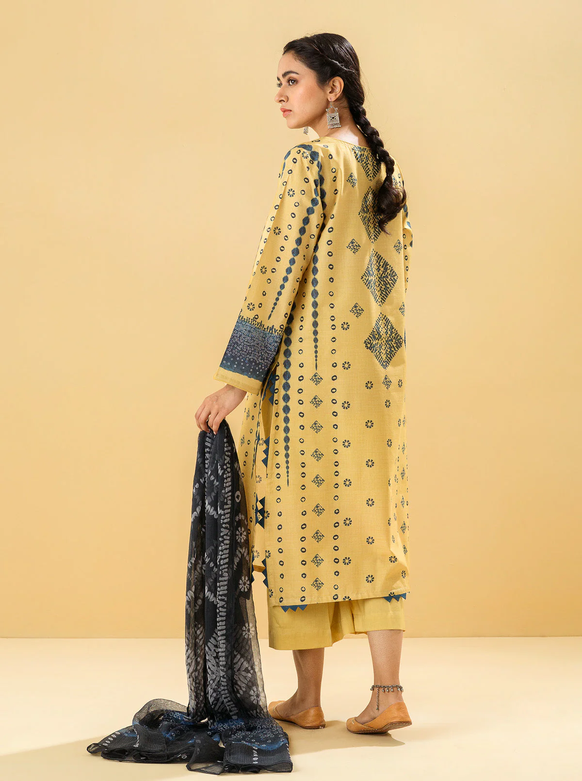 3 PIECE - PRINTED LAWN SUIT - OPAL YELLOW - Image 6