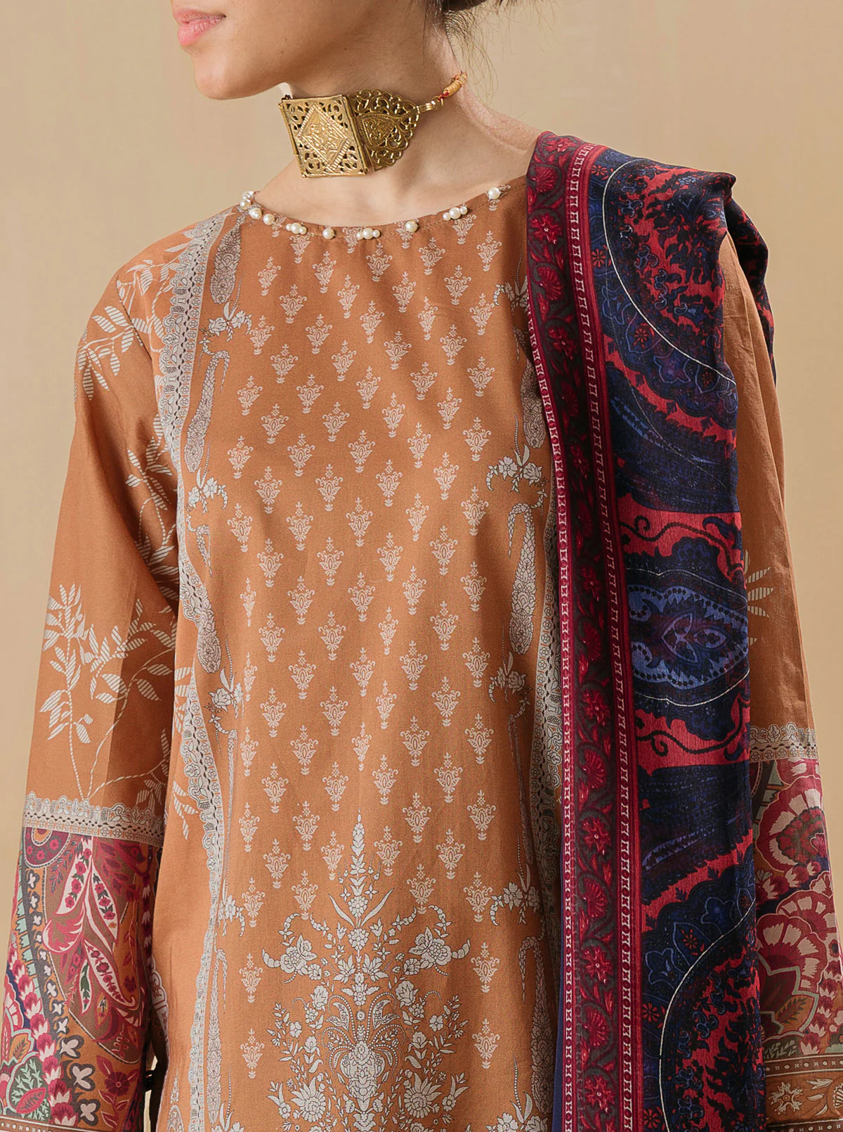 3 PIECE - PRINTED LAWN SUIT - ANTIQUE CHARM - Image 2
