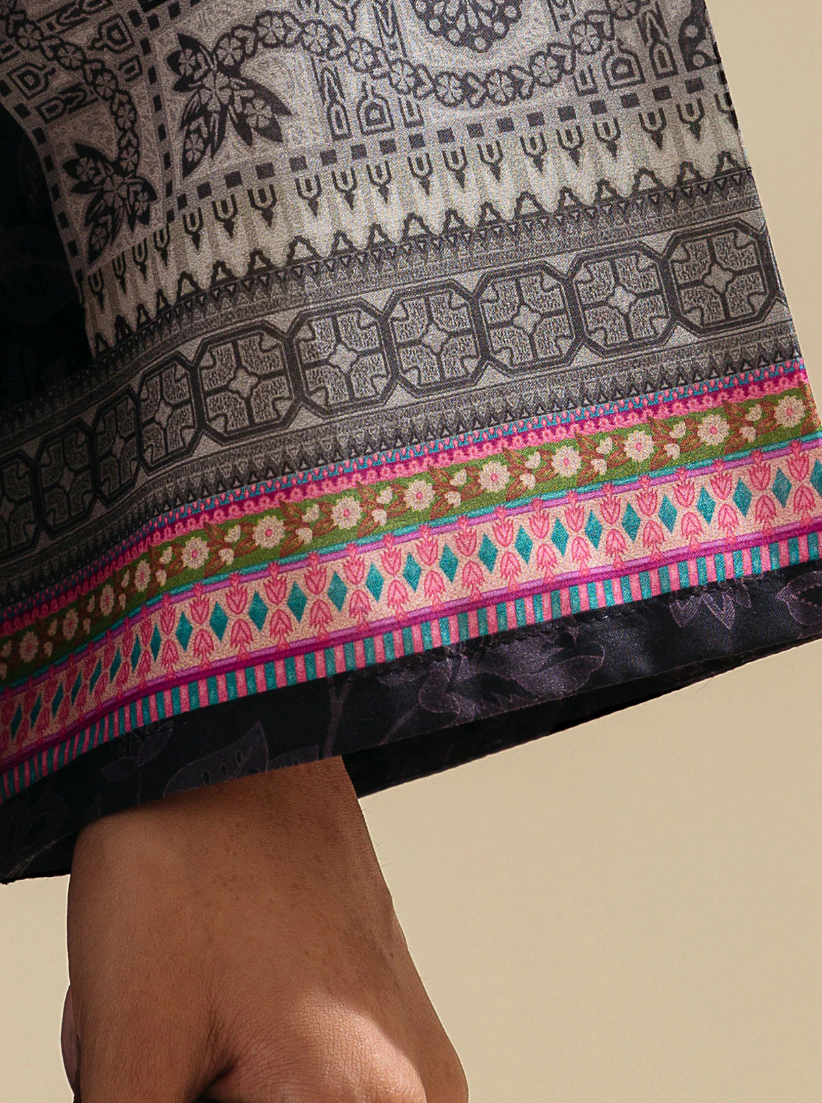 3 PIECE - EMBROIDERED LAWN SUIT - SPACE CARNIVAL - Image 3