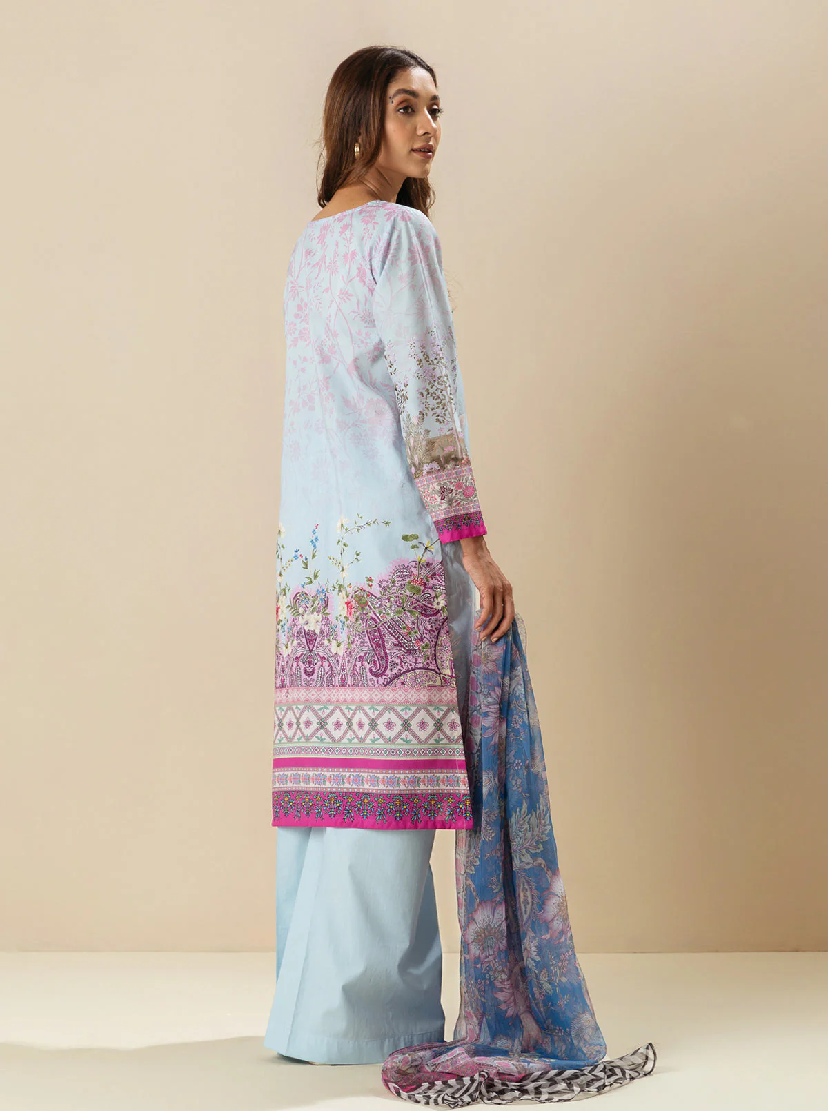 3 PIECE - EMBROIDERD LAWN SUIT - MORNING DEW - Image 3