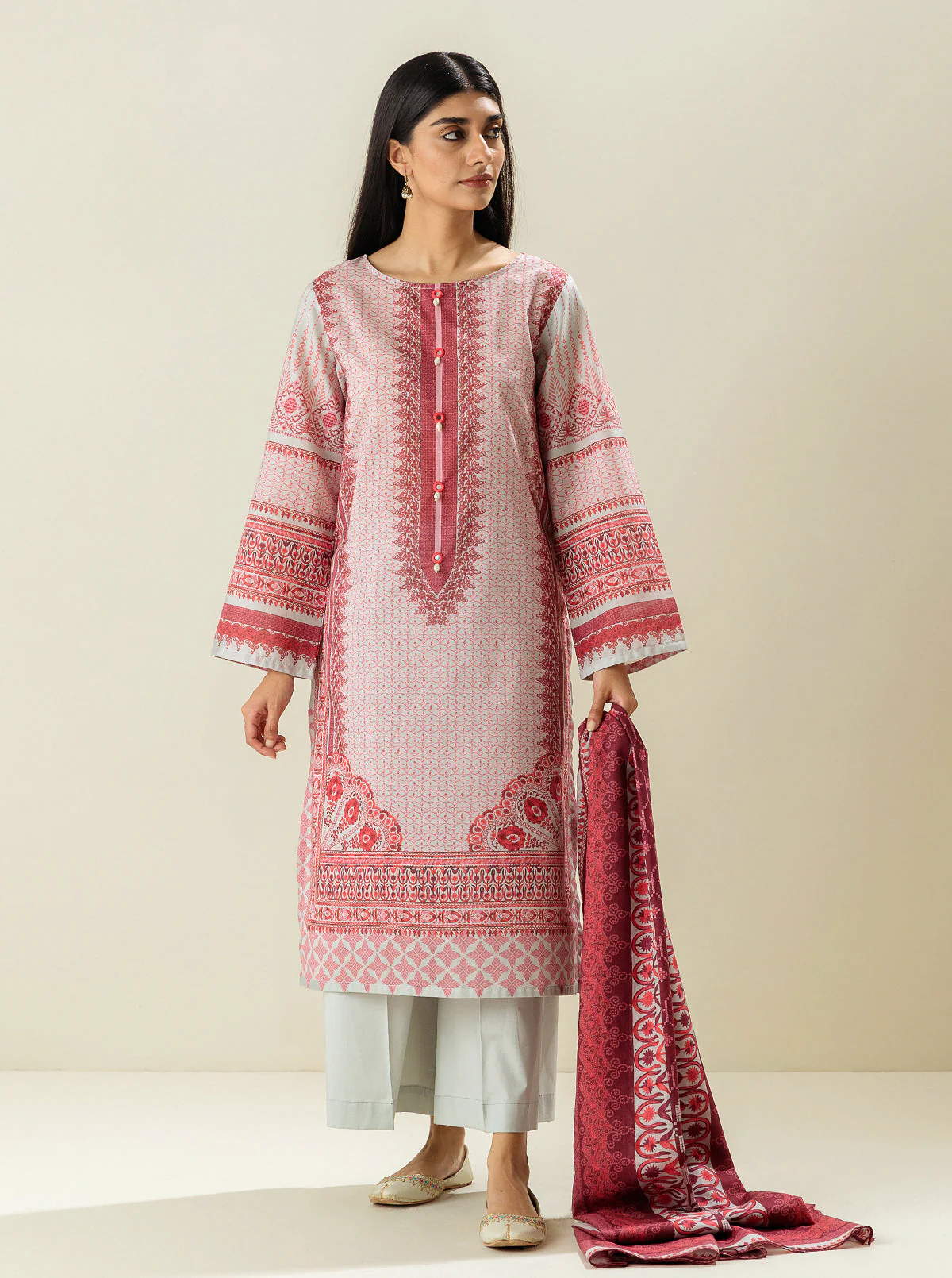3 PIECE - PRINTED LAWN SUIT - MULBERRY CRAFTS - Image 2