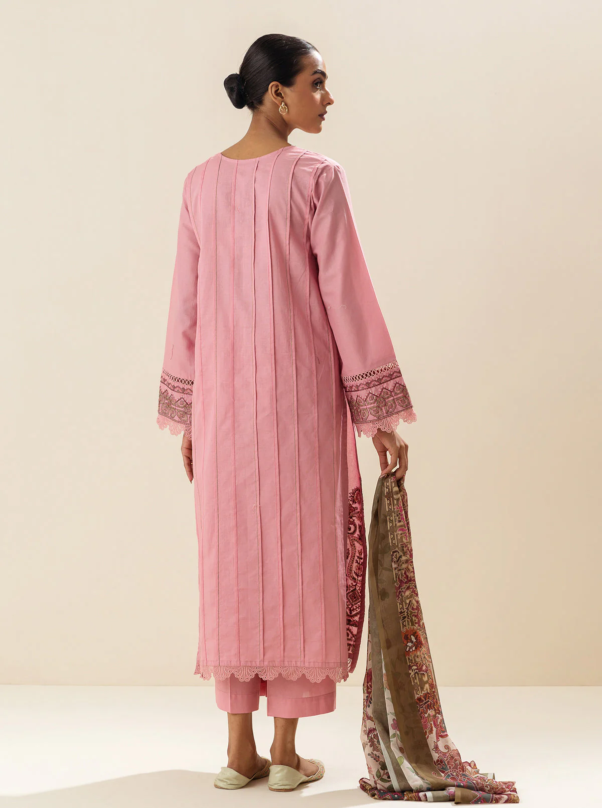 3 PIECE - EMBROIDERED LAWN SUIT - CANDIED APRICOT - Image 3