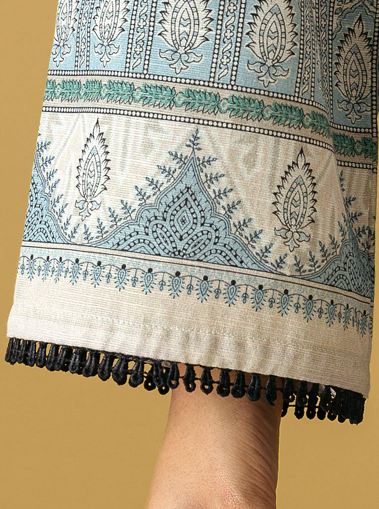 2 PIECE - PRINTED KHADDAR SUIT - IMPESSIRE LVORY - Image 5