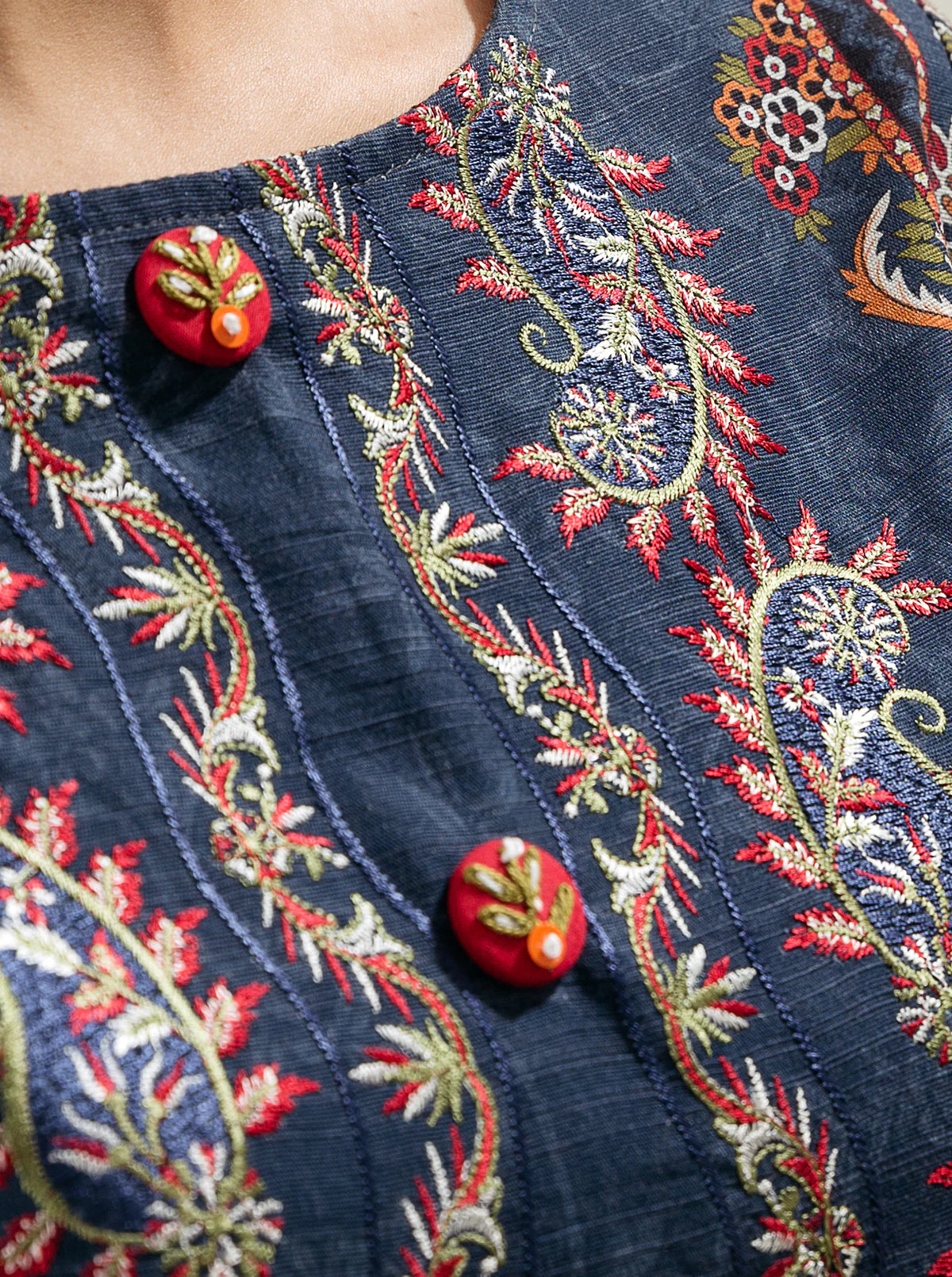 3 PIECE - EMBROIDERED  KHADDAR SUIT - BOHO BLUE - Image 3