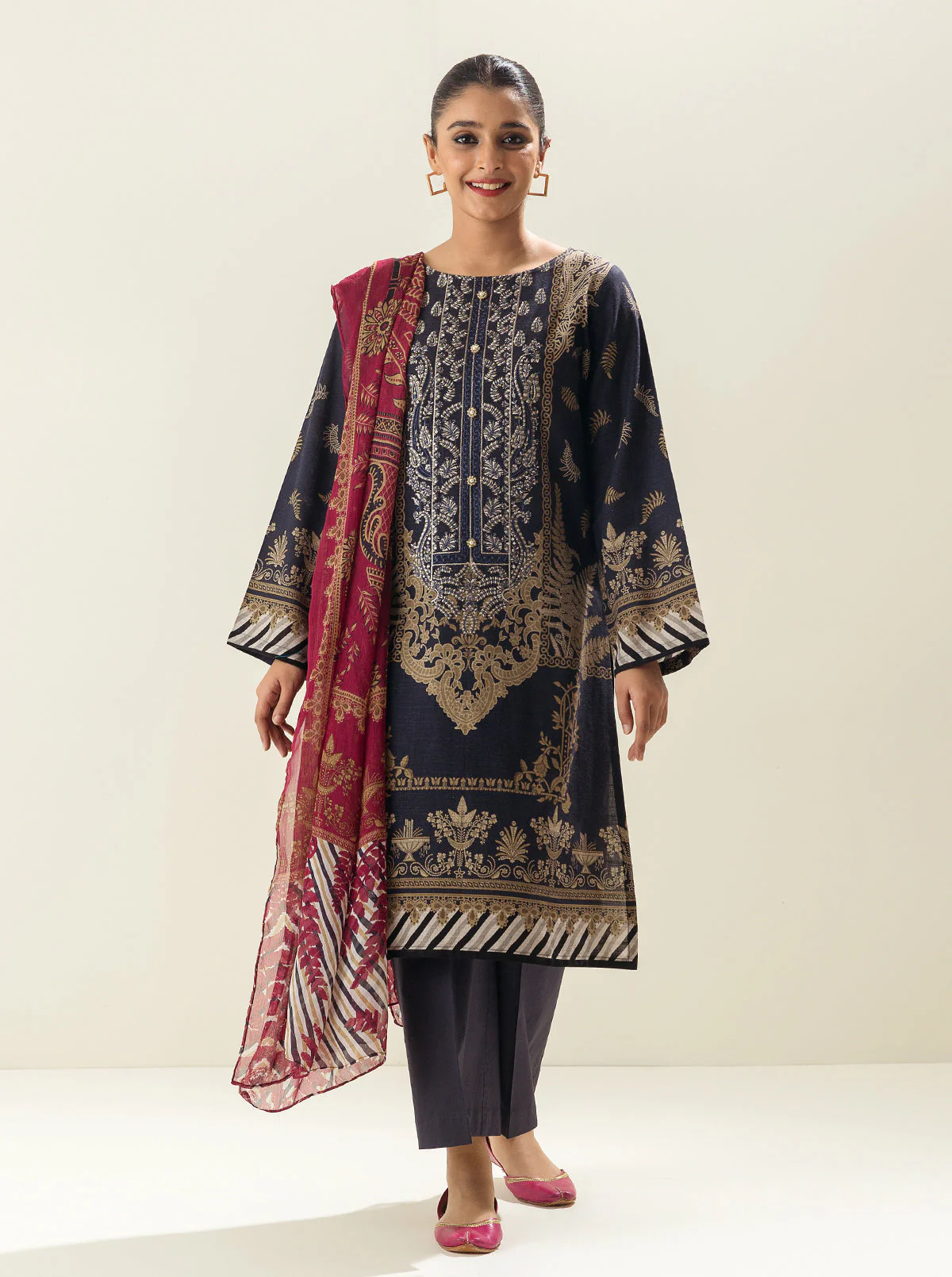 3 PIECE - EMBROIDERED  KHADDAR SUIT - HINOKI - Image 2