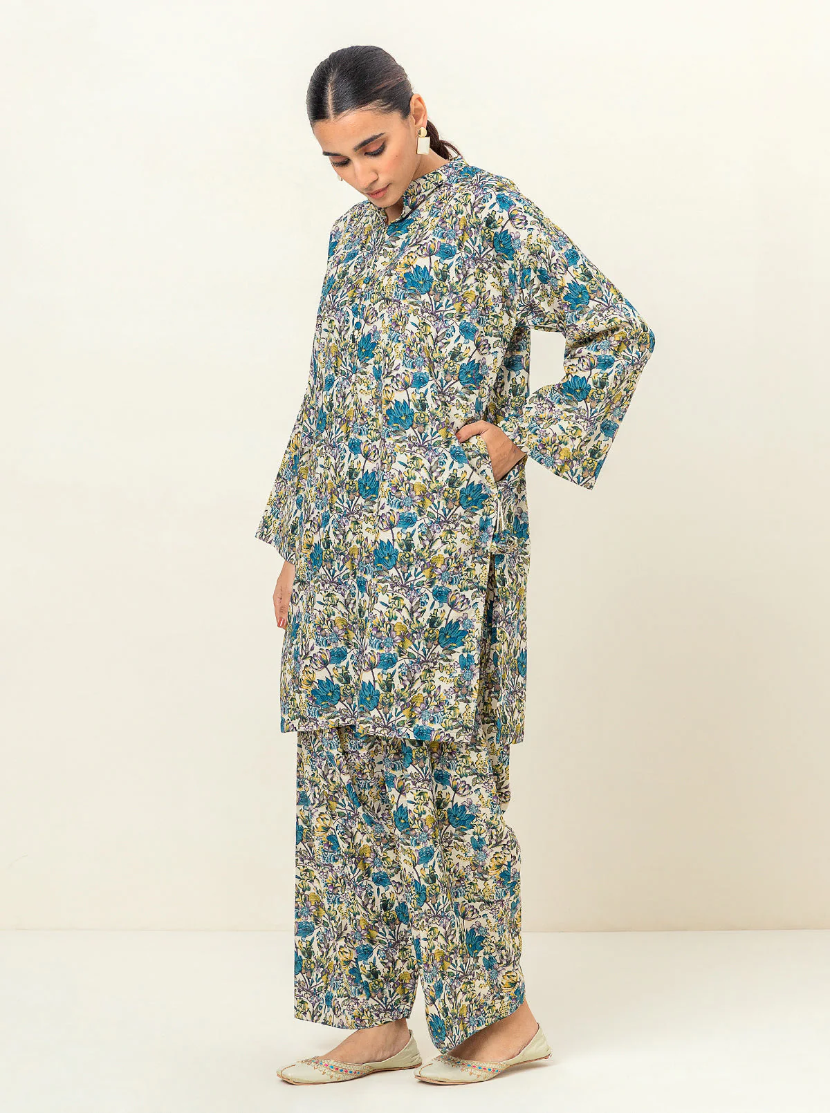 2 PIECE - PRINTED KHADDAR SUIT - BOTANICAL BEAUTY - Image 2