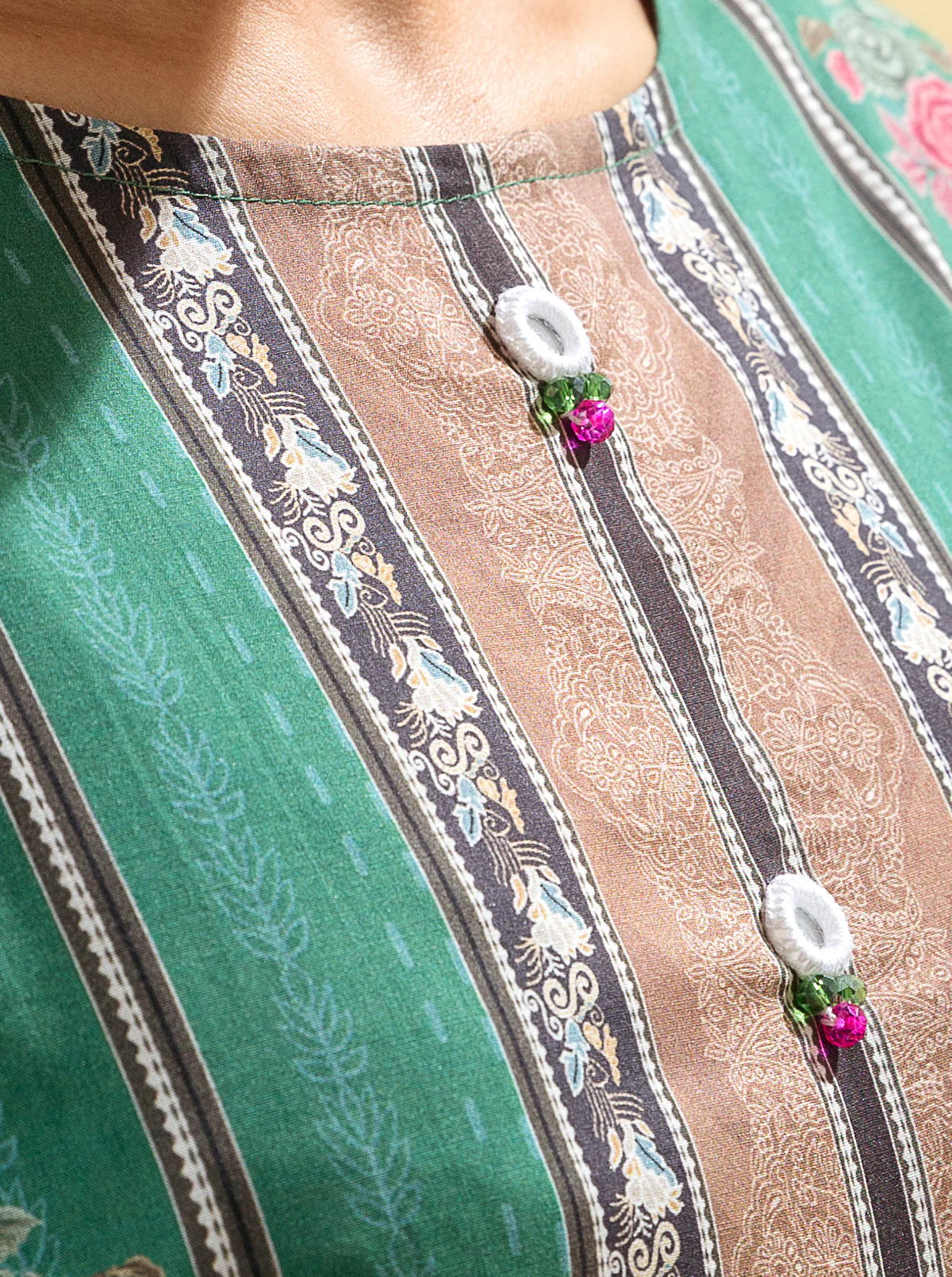 2 PIECE - PRINTED LAWN SUIT - BOHO GREEN - Image 2