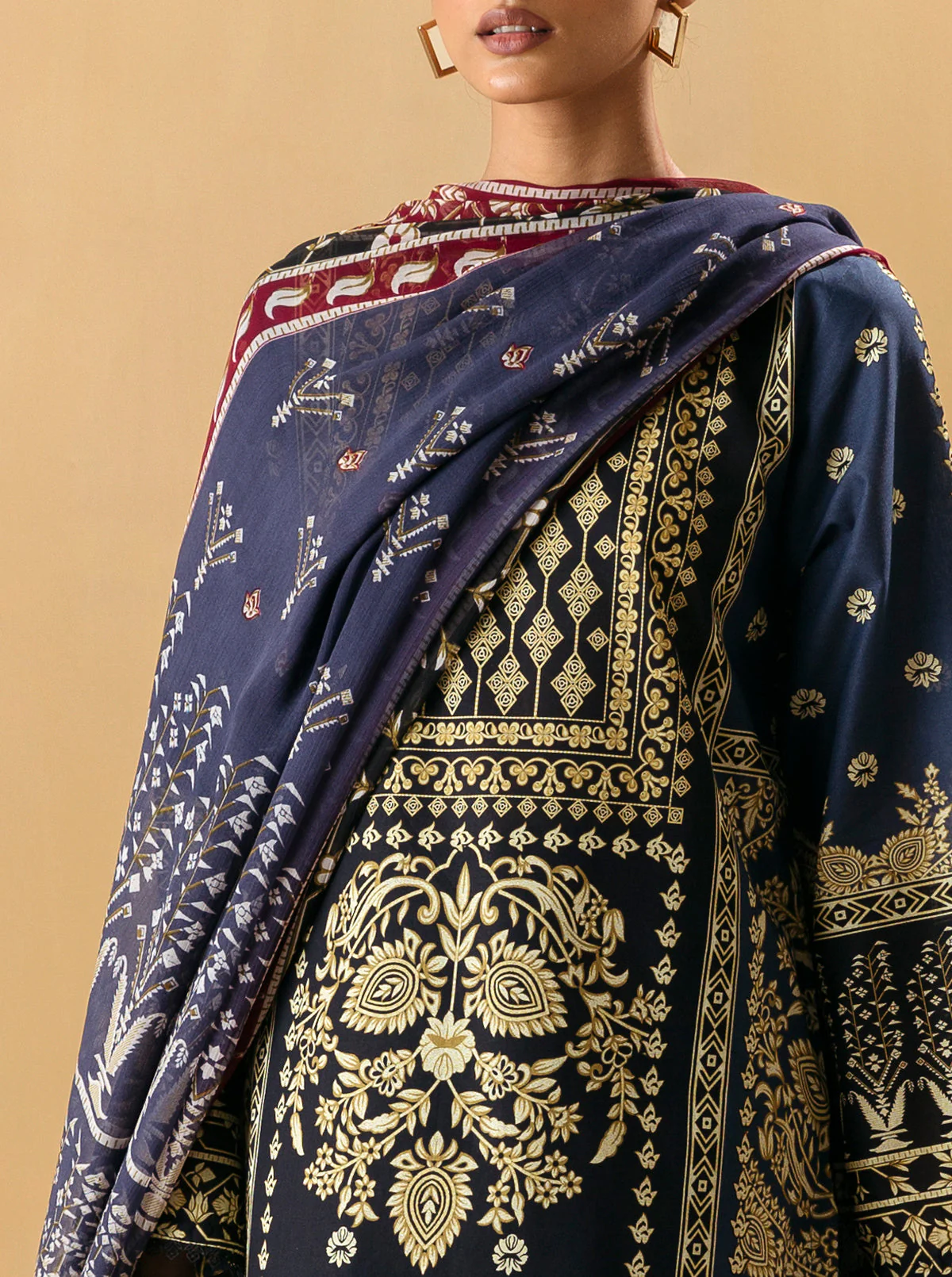 3 PIECE - PRINTED LAWN SUIT - NOSTALGIC JEWEL - Image 2