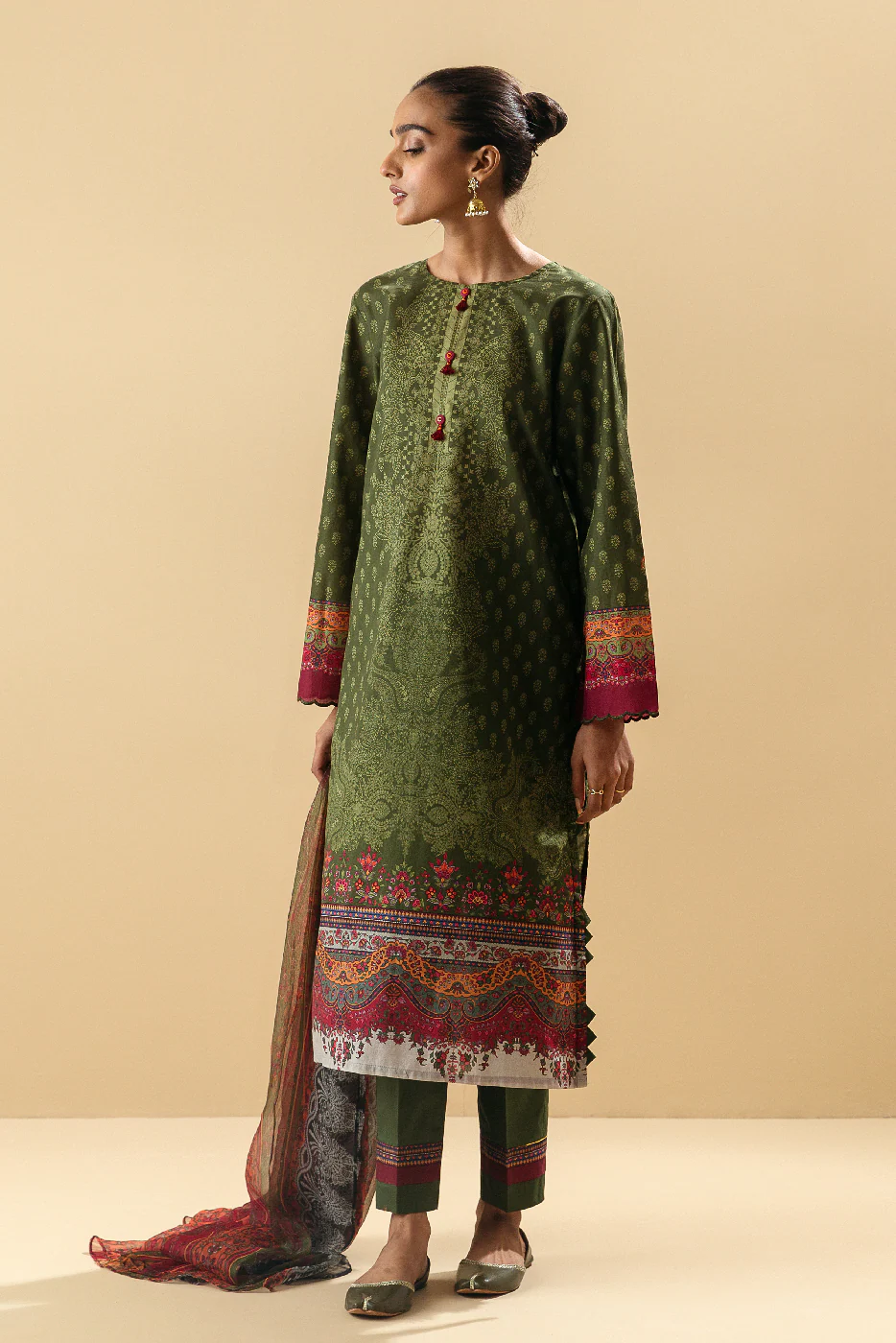 3 PIECE - PRINTED LAWN SUIT - DELICATE DECO - Image 5