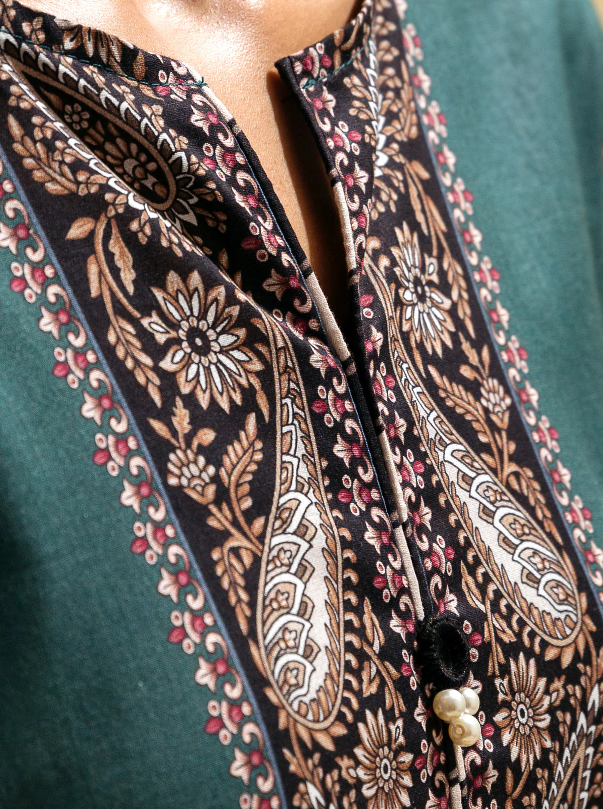 3 PIECE - PRINTED LAWN SUIT - TEAL TIDE - Image 3