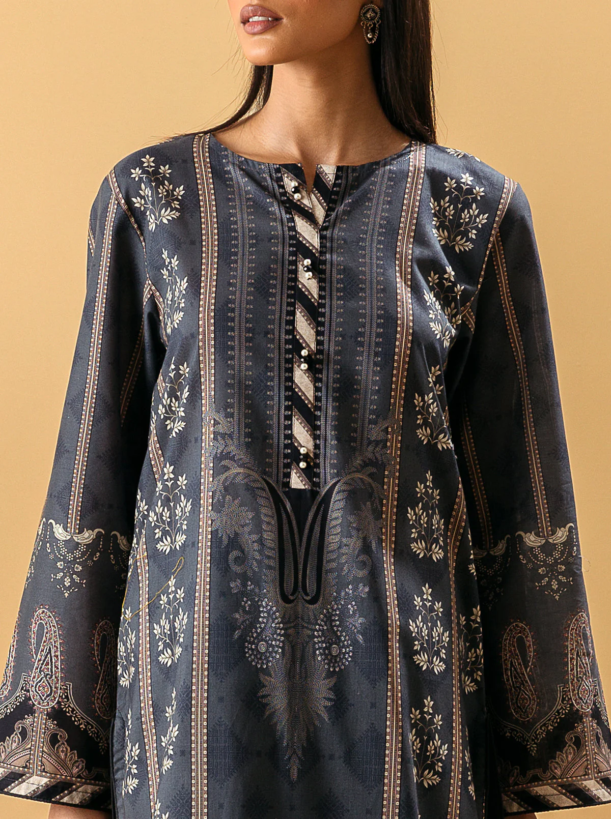 3 PIECE - PRINTED LAWN SUIT - BLUE HORIZON - Image 4