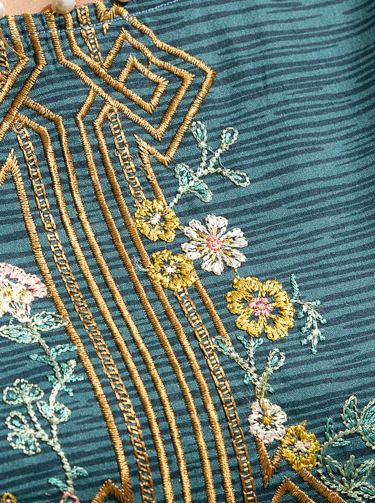 3 PIECE - EMBROIDERED LAWN SUIT - ORIENTAL BLUE - Image 4