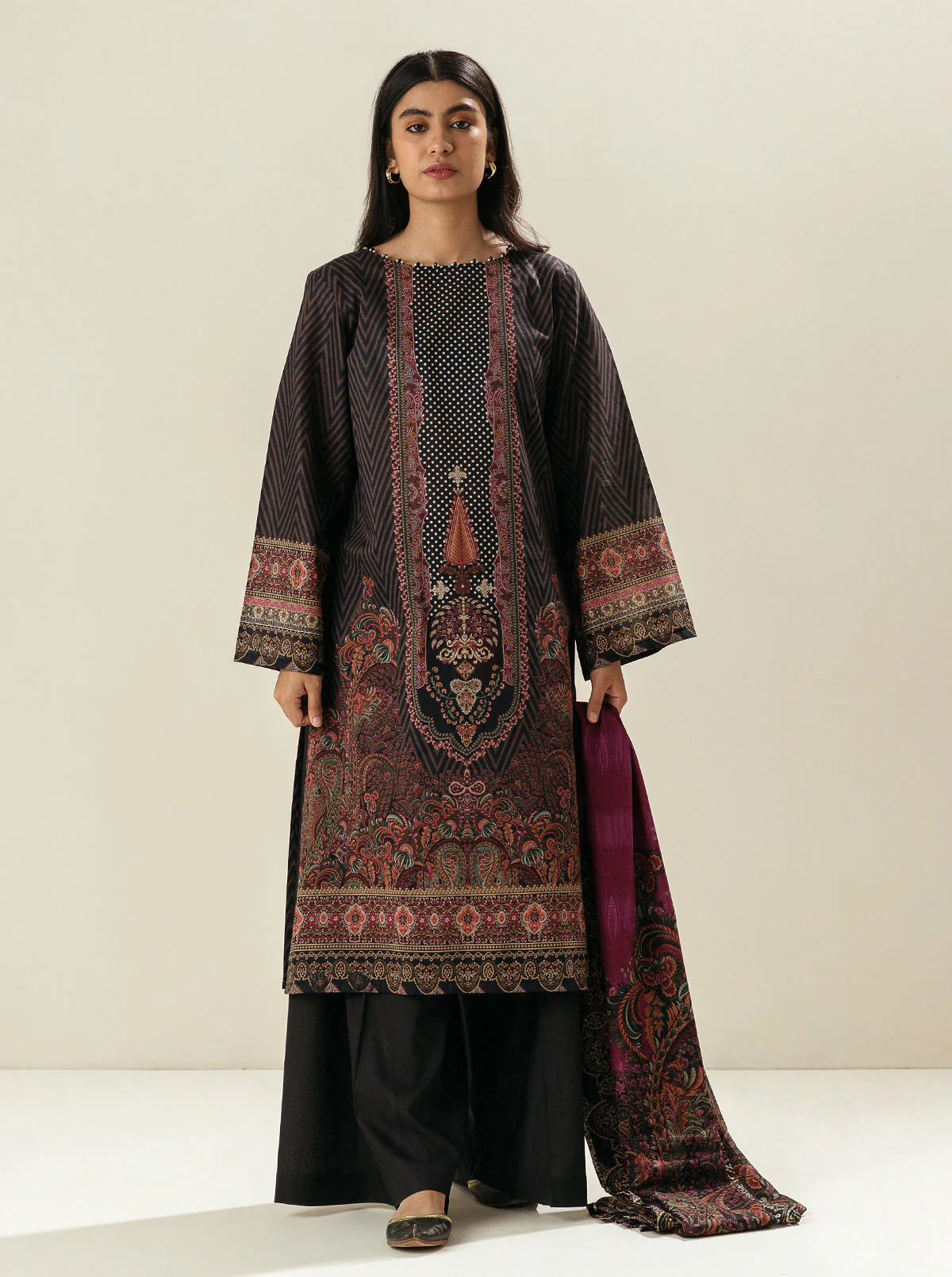 3 PIECE - PRINTED LAWN SUIT - NIGHT SKY - Image 3