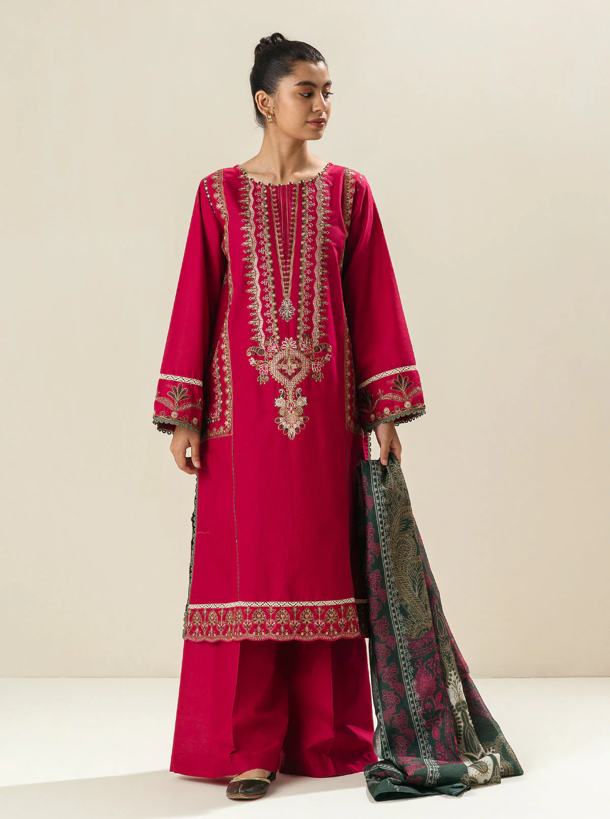 3 PIECE - EMBROIDERED LAWN SUIT - CANDY TOUCH - Image 2