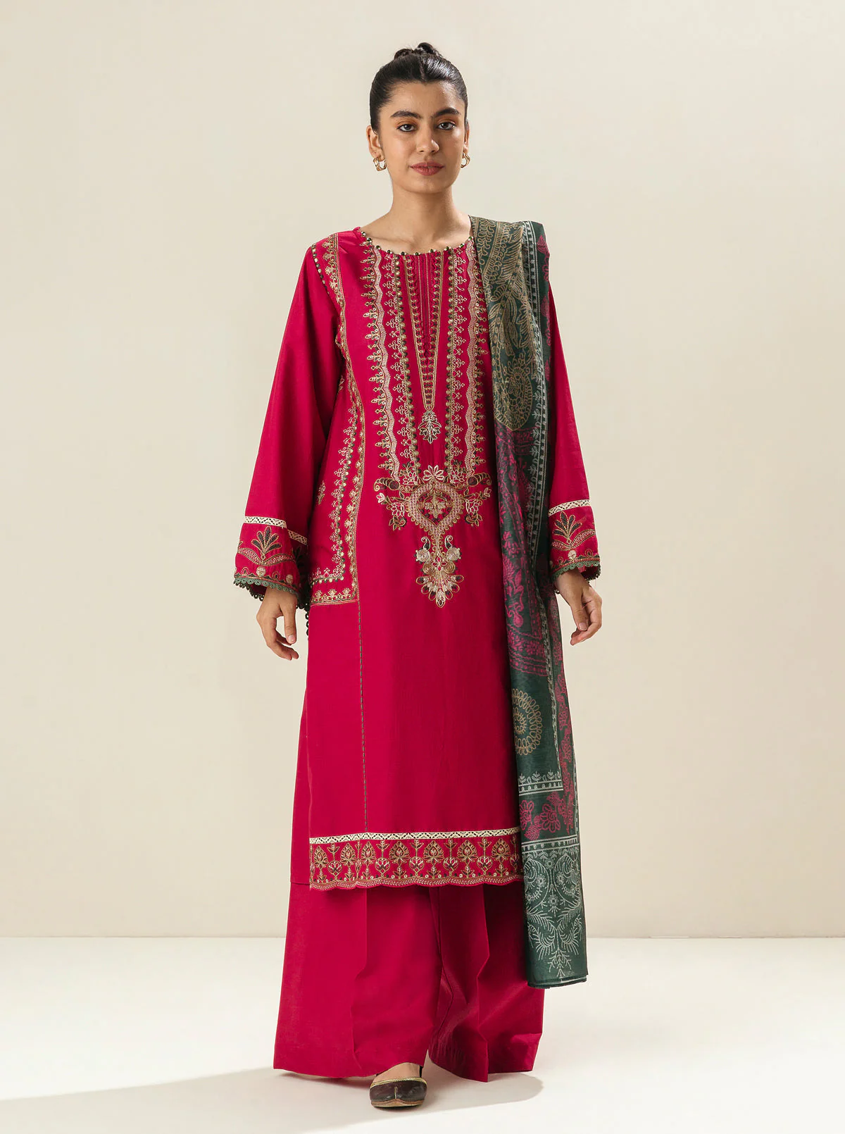 3 PIECE - EMBROIDERED LAWN SUIT - CANDY TOUCH - Image 5