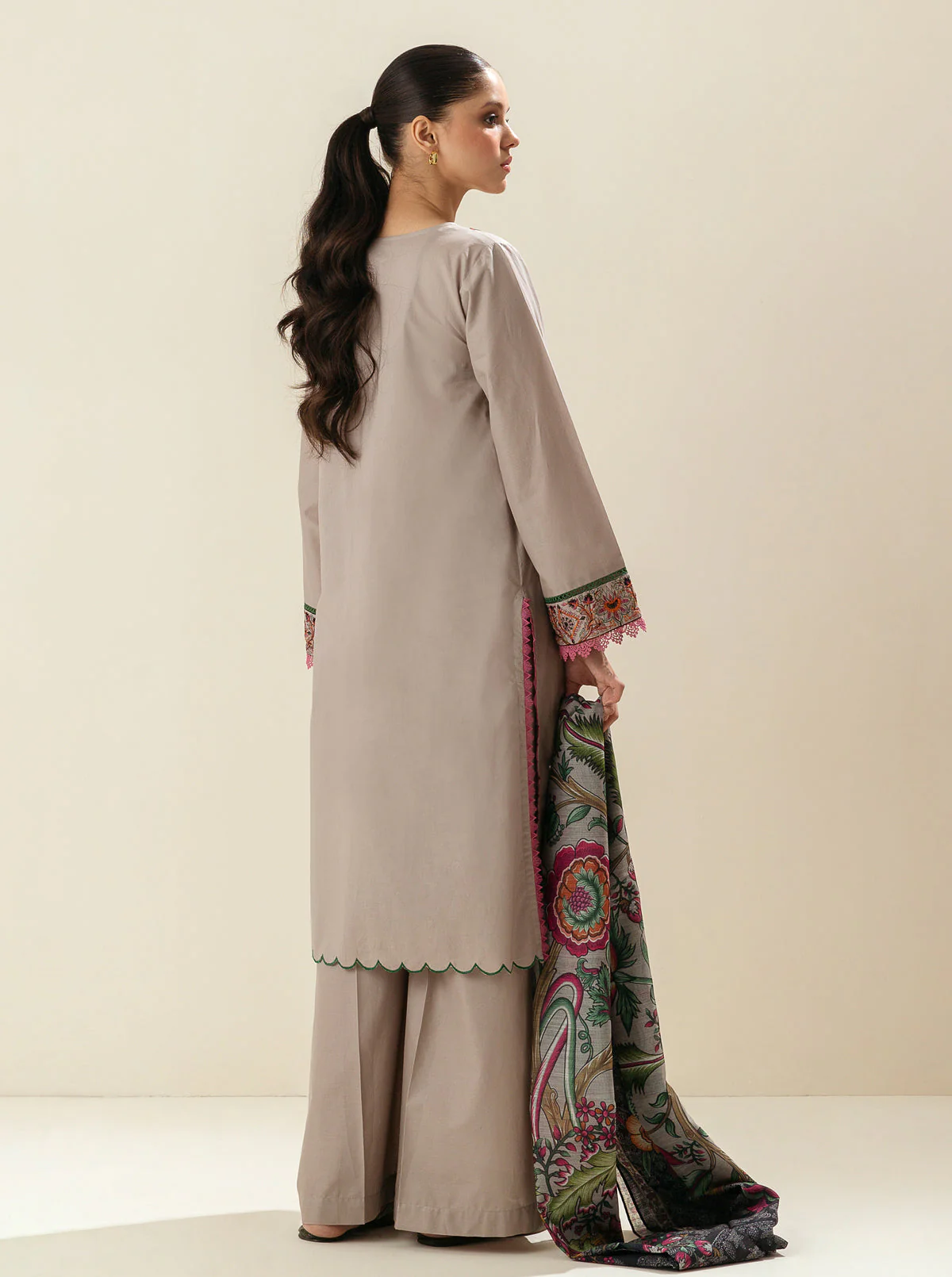 3 PIECE - EMBROIDERED LAWN SUIT - CONCRETE MAGIC - Image 2