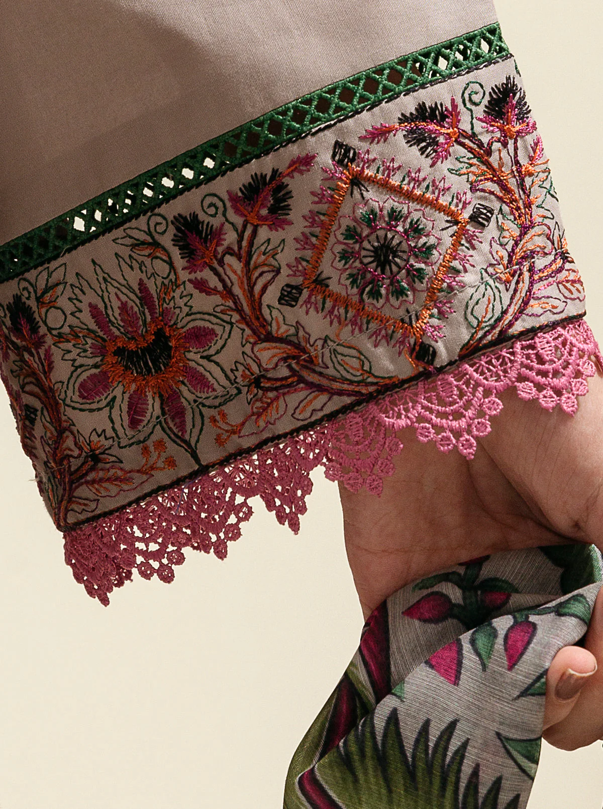 3 PIECE - EMBROIDERED LAWN SUIT - CONCRETE MAGIC - Image 5