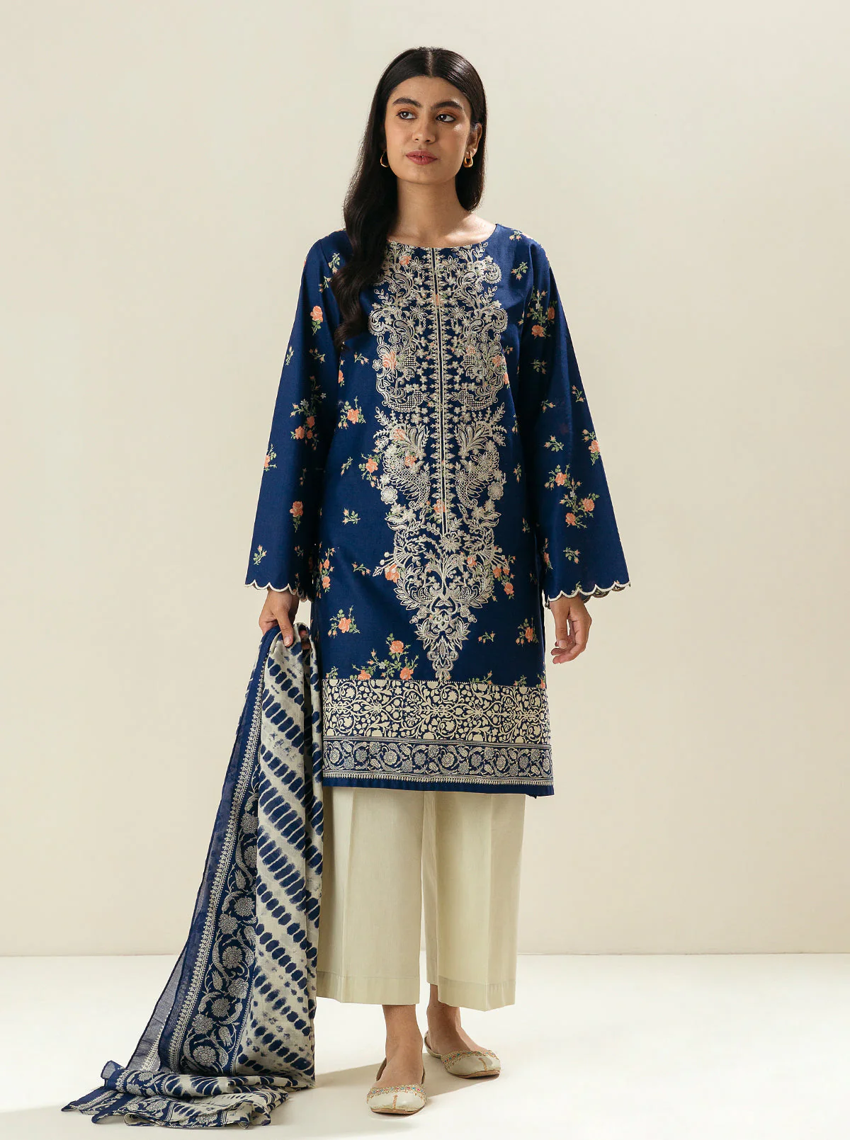 2 PIECE - EMBROIDERED LAWN SUIT - BLUEBERRY CRUSH - Image 3