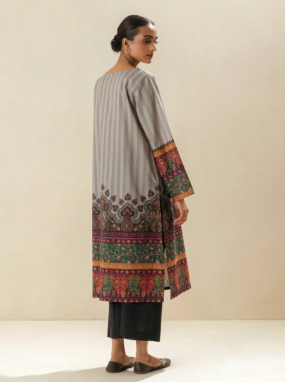 1 PIECE - PRINTED LAWN SHIRT - IBIS CREAM - Image 2