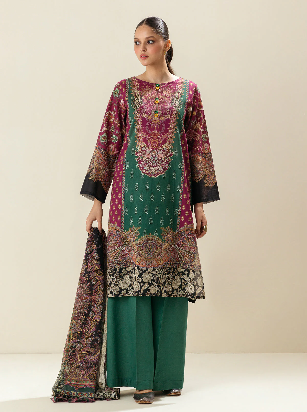 3 PIECE - PRINTED LAWN SUIT - TEHZIB FLOWER - Image 4