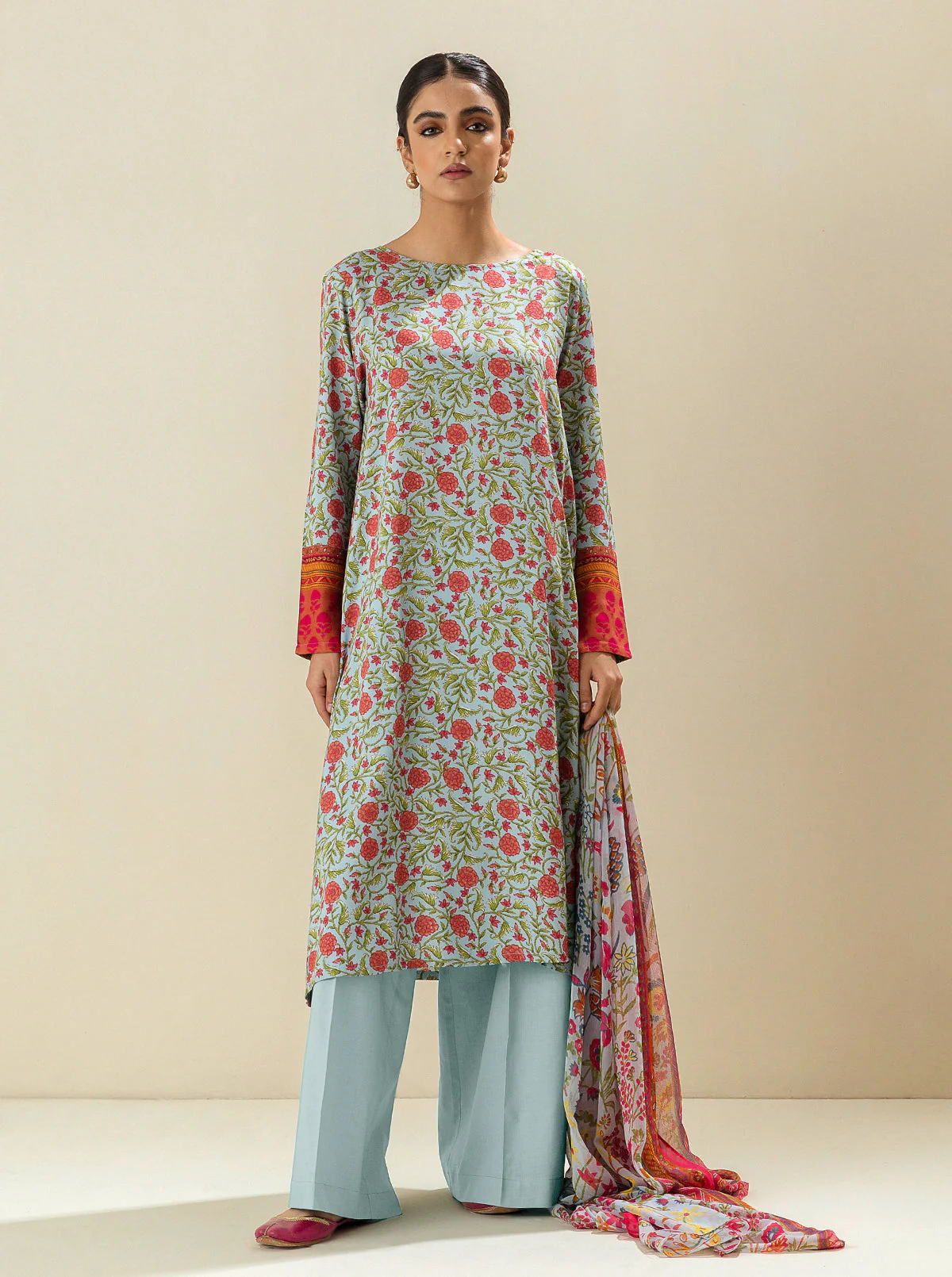 3 PIECE - PRINTED VISCOSE SUIT - BREEZY PARADISE (UNSTITCHED) - Image 2