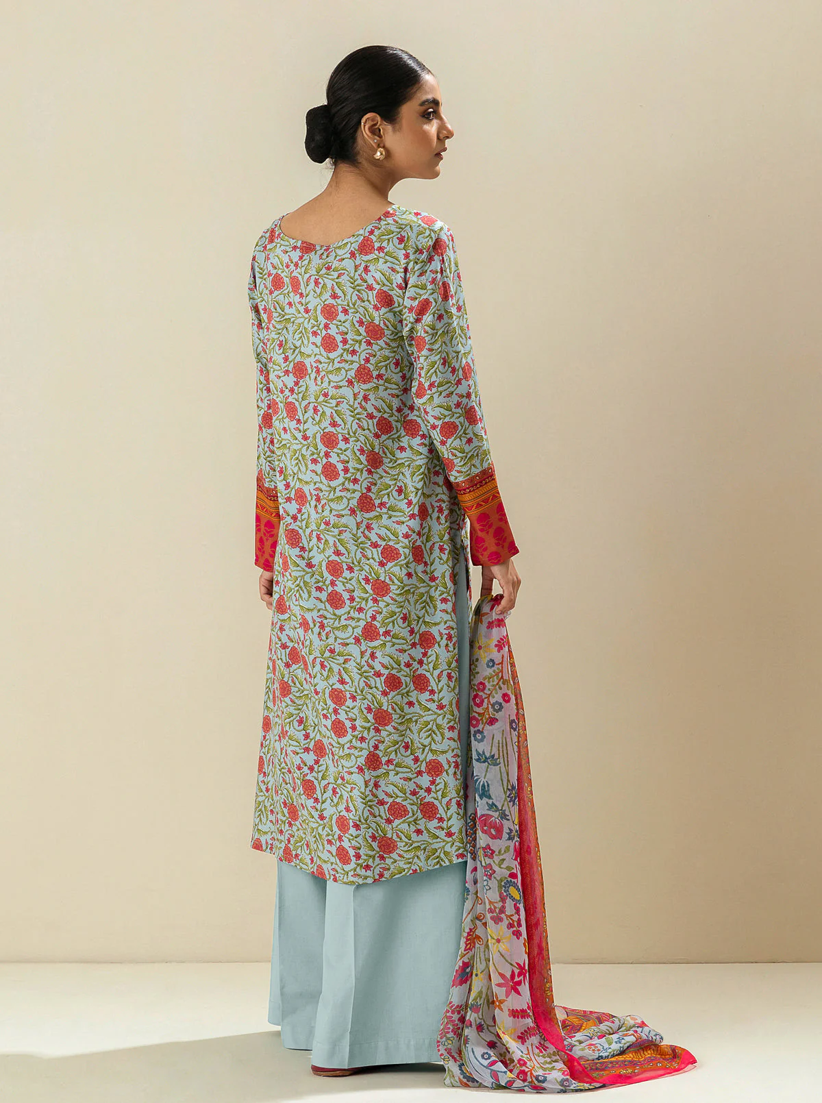 3 PIECE - PRINTED VISCOSE SUIT - BREEZY PARADISE (UNSTITCHED) - Image 3