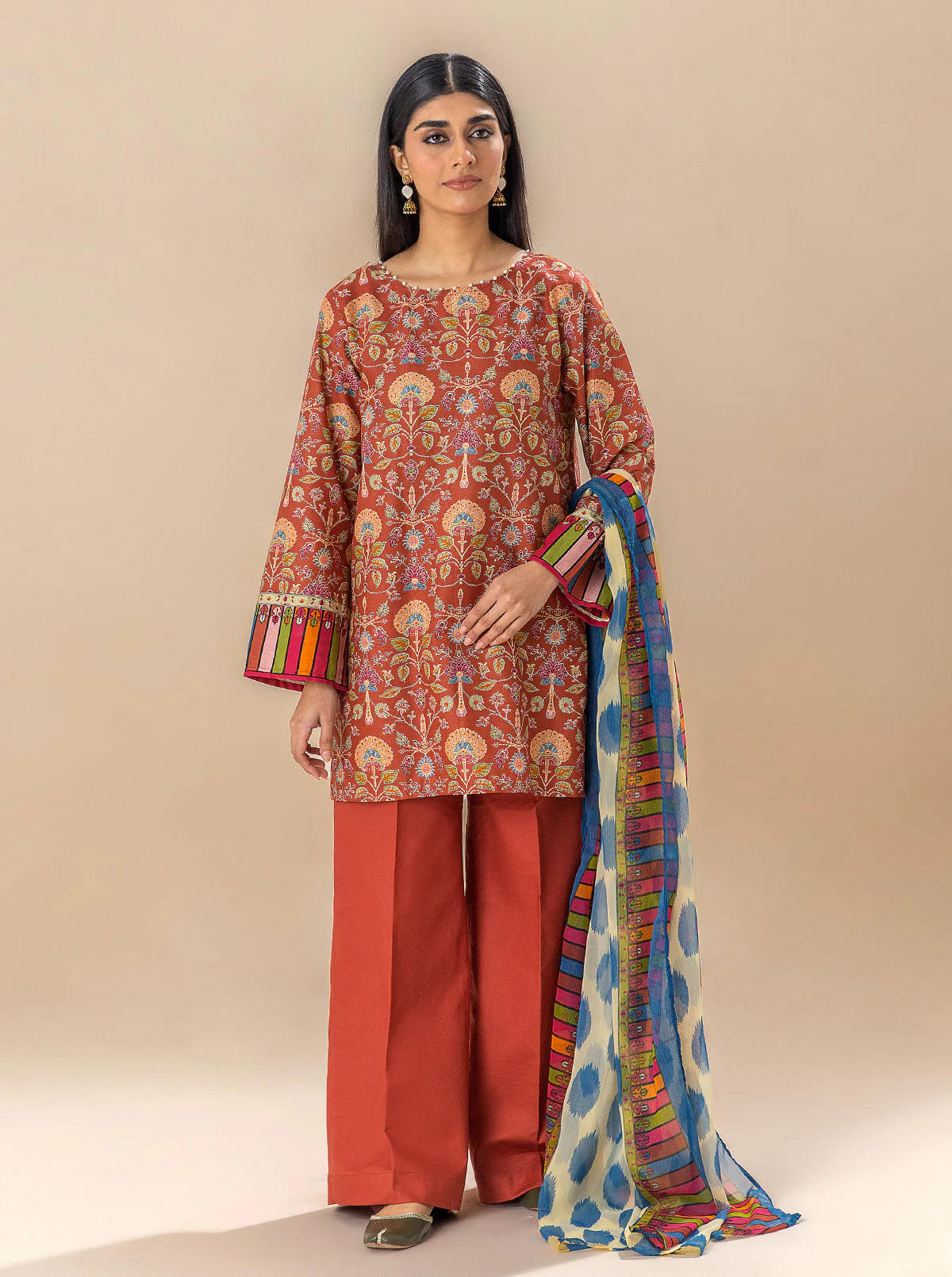 3 PIECE PRINTED LAWN SUIT-AUBURN SKY (UNSTITCHED) - Image 4