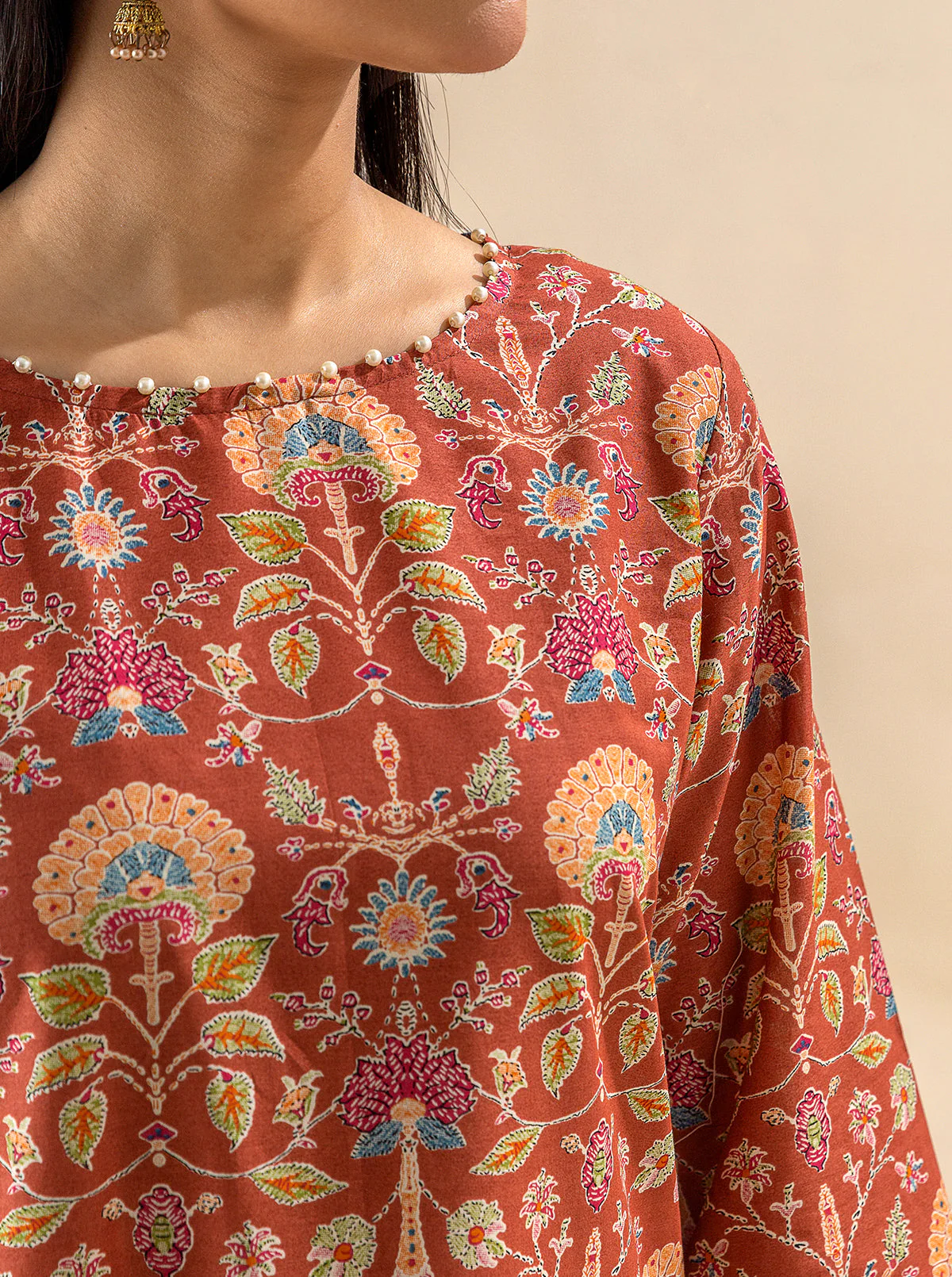 3 PIECE PRINTED LAWN SUIT-AUBURN SKY (UNSTITCHED) - Image 5