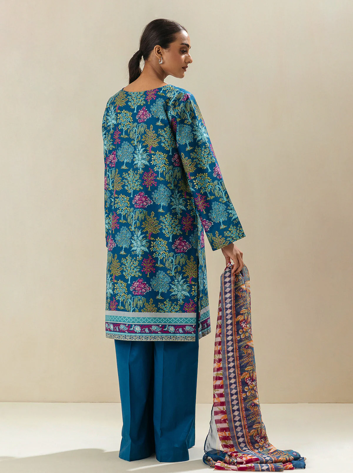 3 PIECE - PRINTED LAWN SUIT - COASTAL BLUE - Image 3