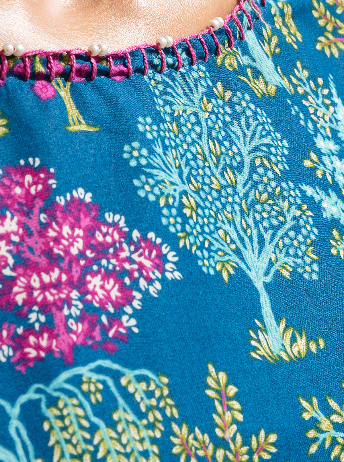 3 PIECE - PRINTED LAWN SUIT - COASTAL BLUE - Image 4