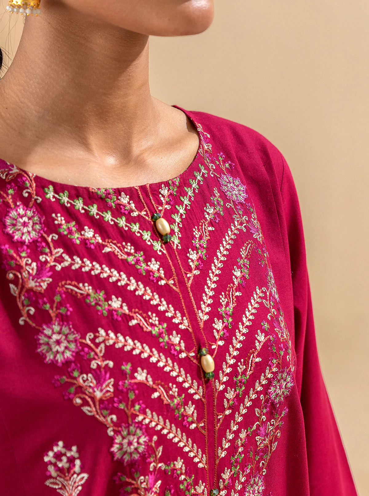 3 PIECE EMBROIDERED LAWN SUIT-RASPBERRY COULIS (UNSTITCHED) - Image 6